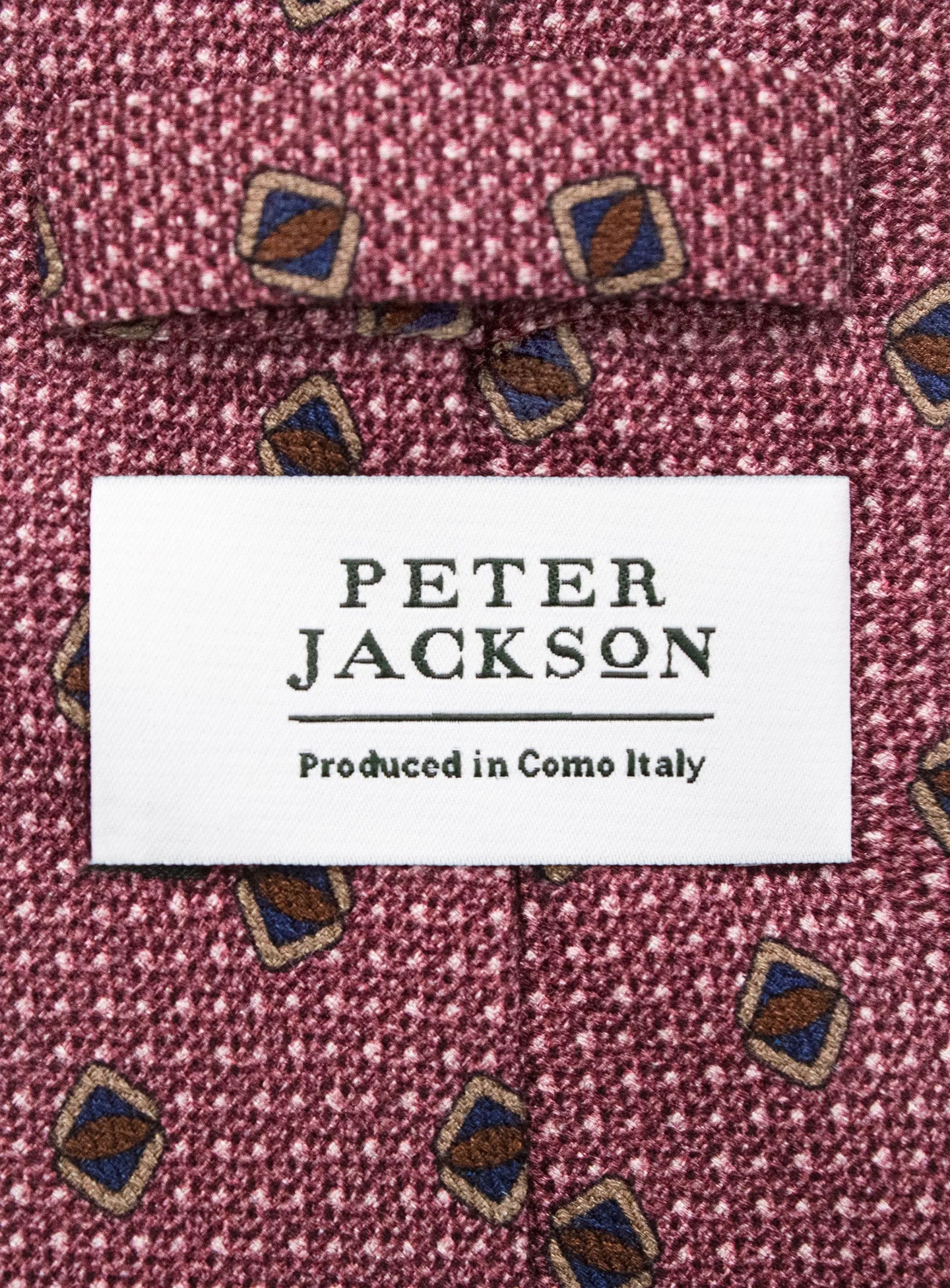 Bottinelli Italian Tie: Plum Geometric Shield Motif