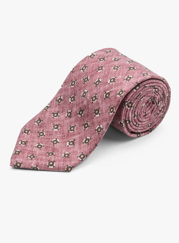 Bottinelli Italian Tie: Salmon with Olive Medallion