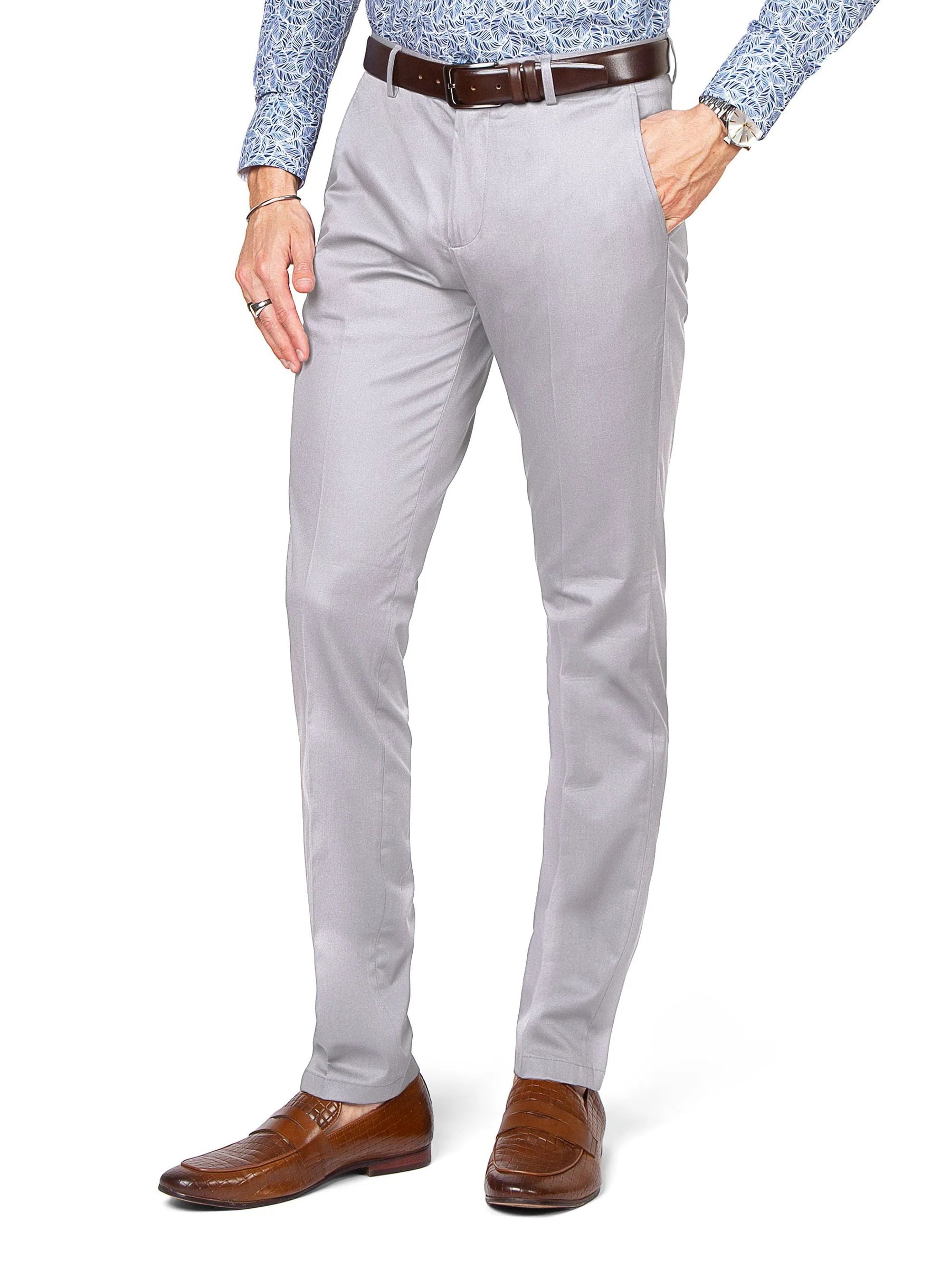 Brera Silver Cotton Chino