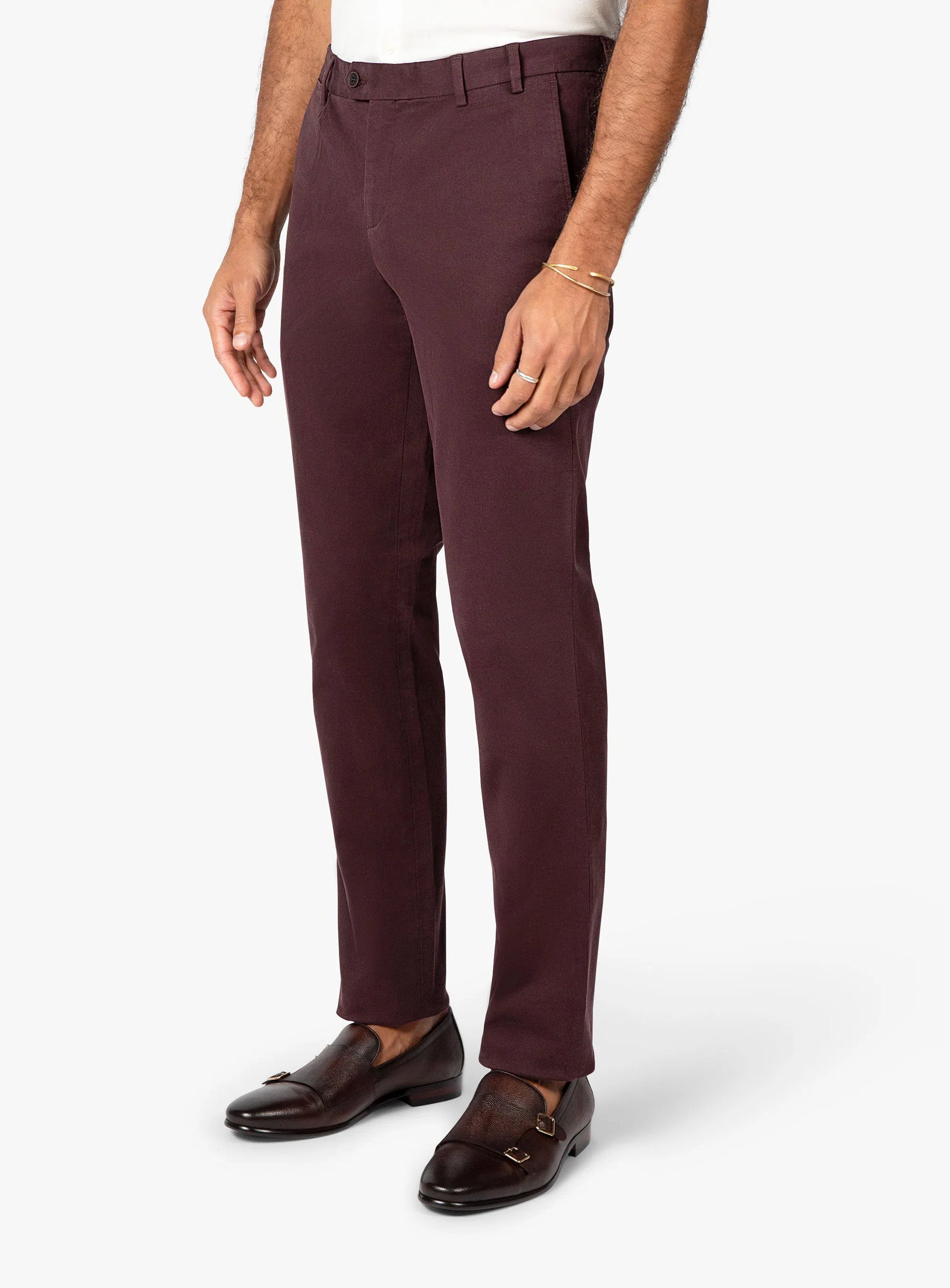 Carmine Pleated Berry Chino