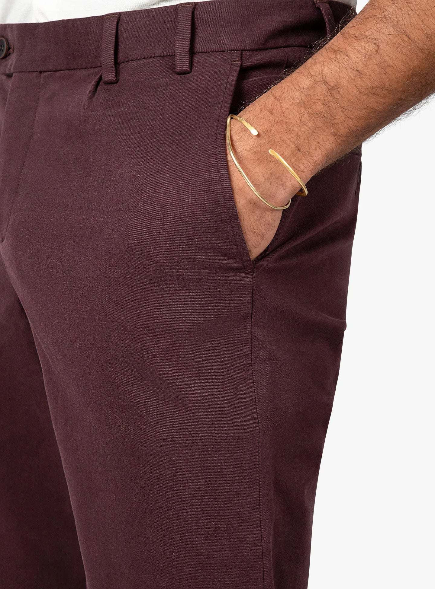 Carmine Pleated Berry Chino