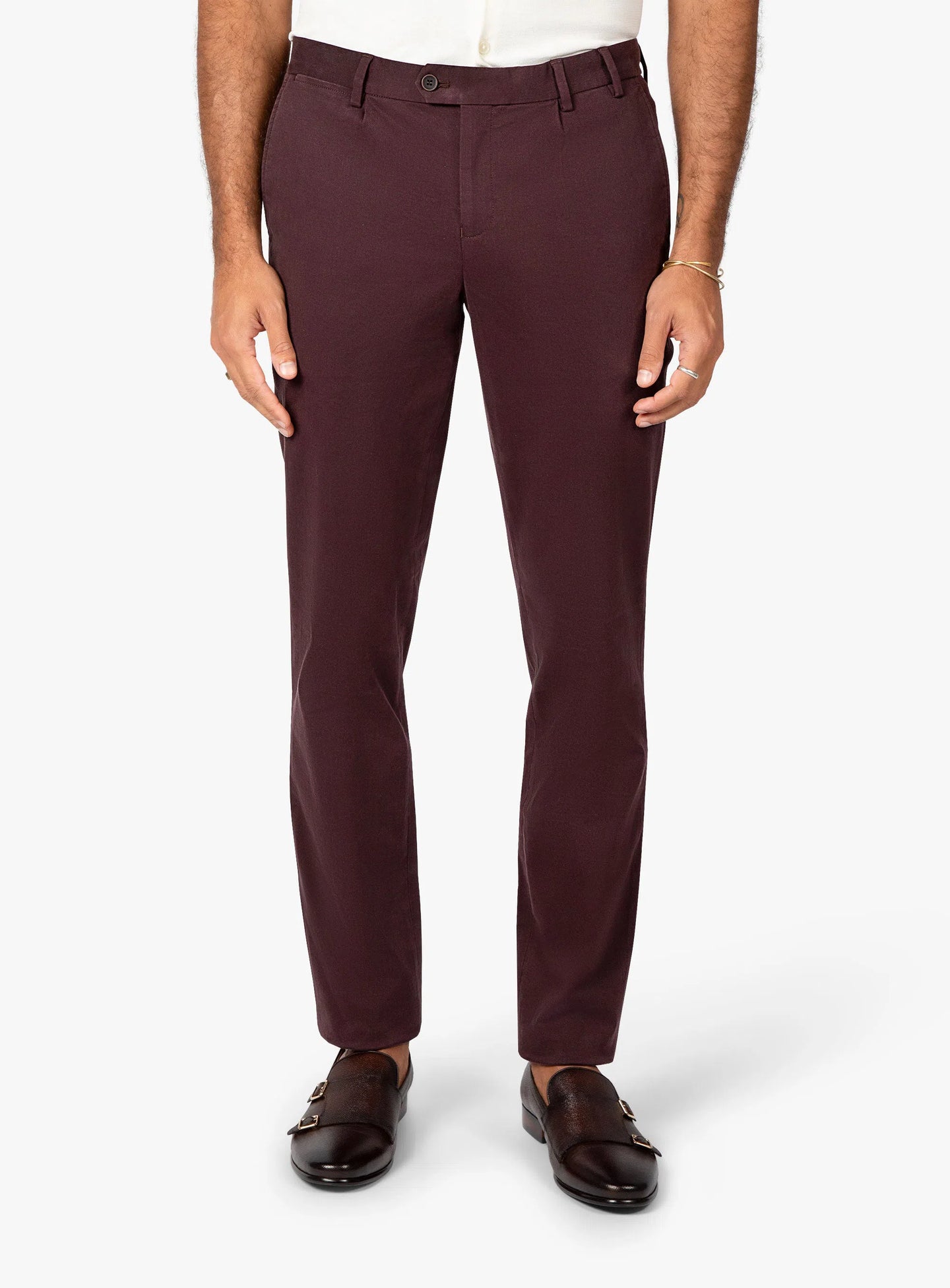 Carmine Pleated Berry Chino