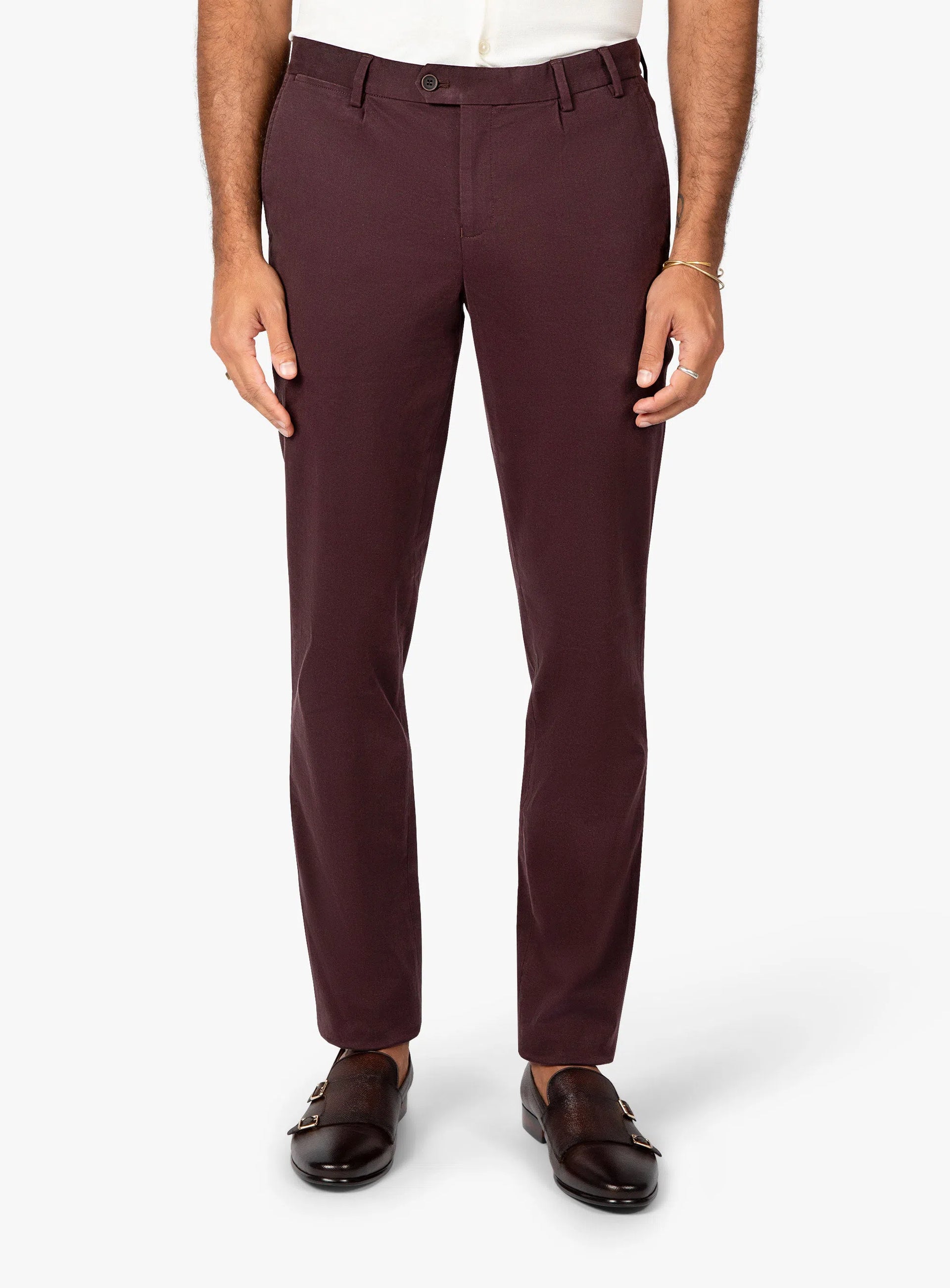 Carmine Pleated Berry Chino