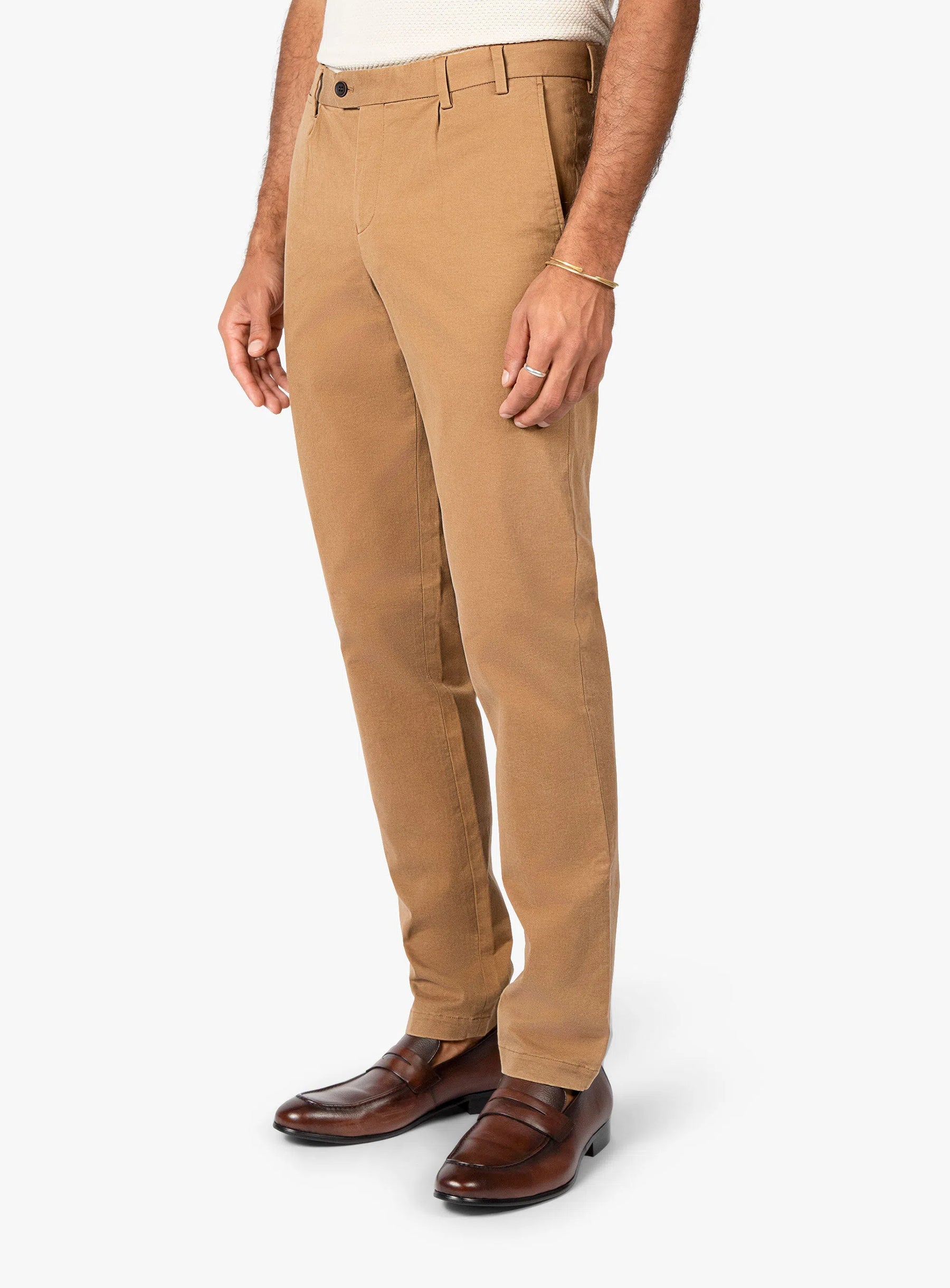 Carmine Pleated Tan Chino