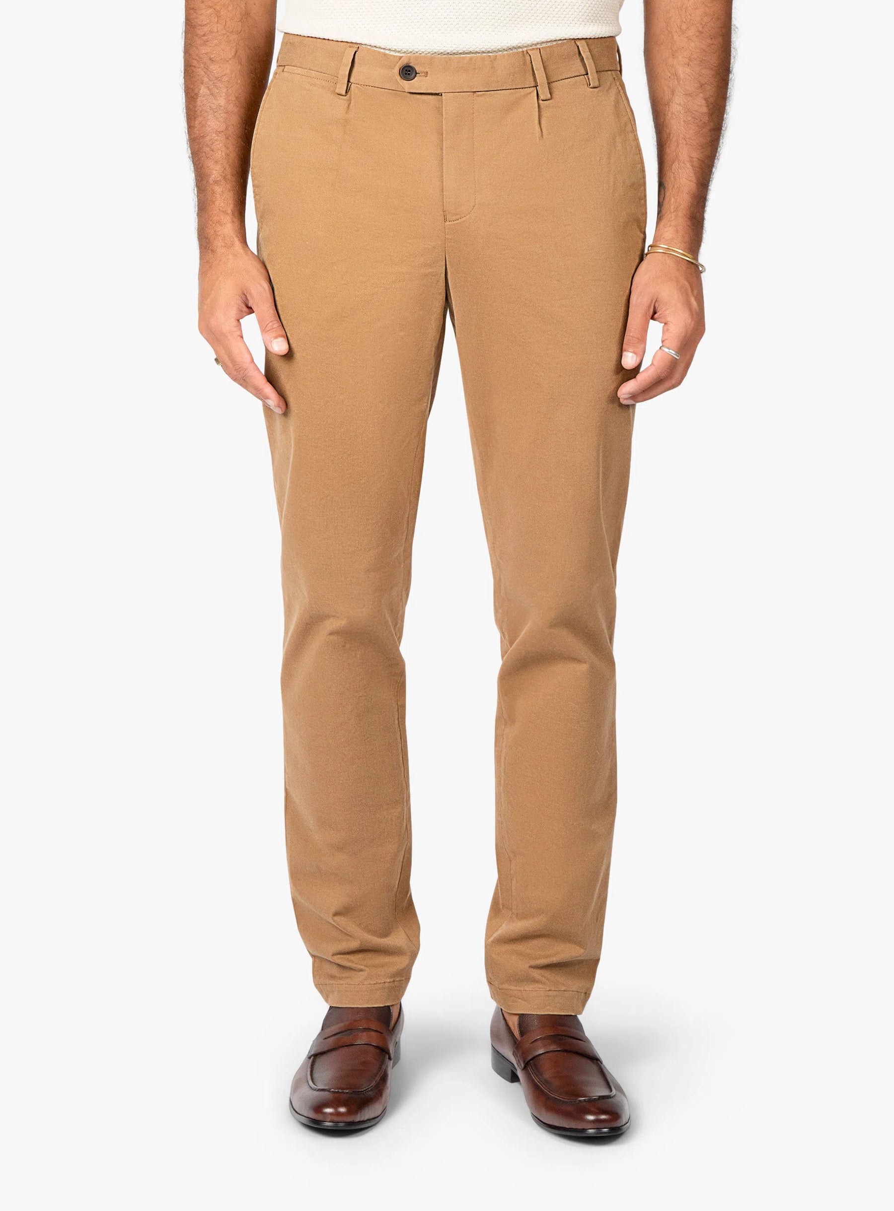 Carmine Pleated Tan Chino