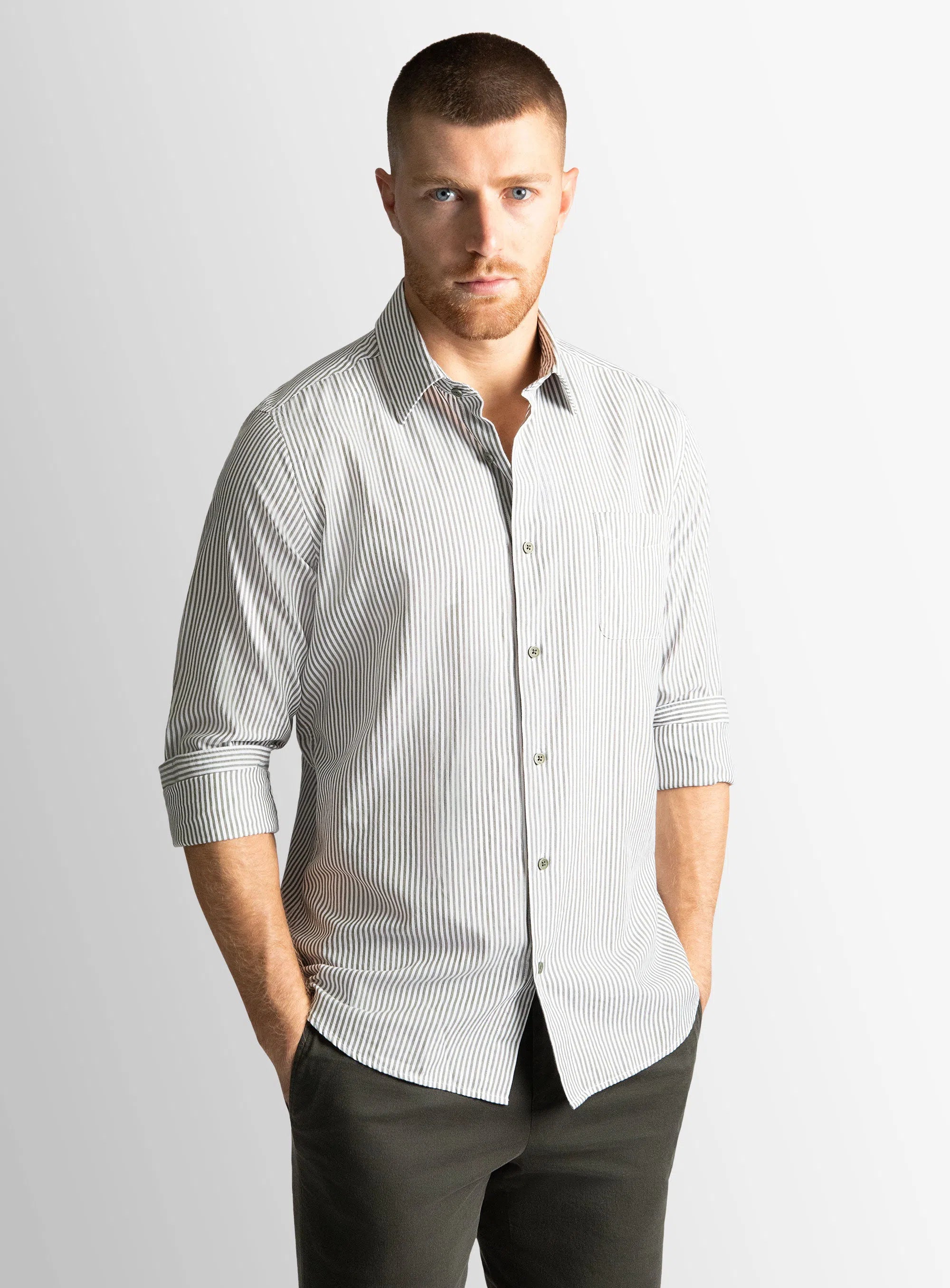 Carrara Green Stripe Oxford
