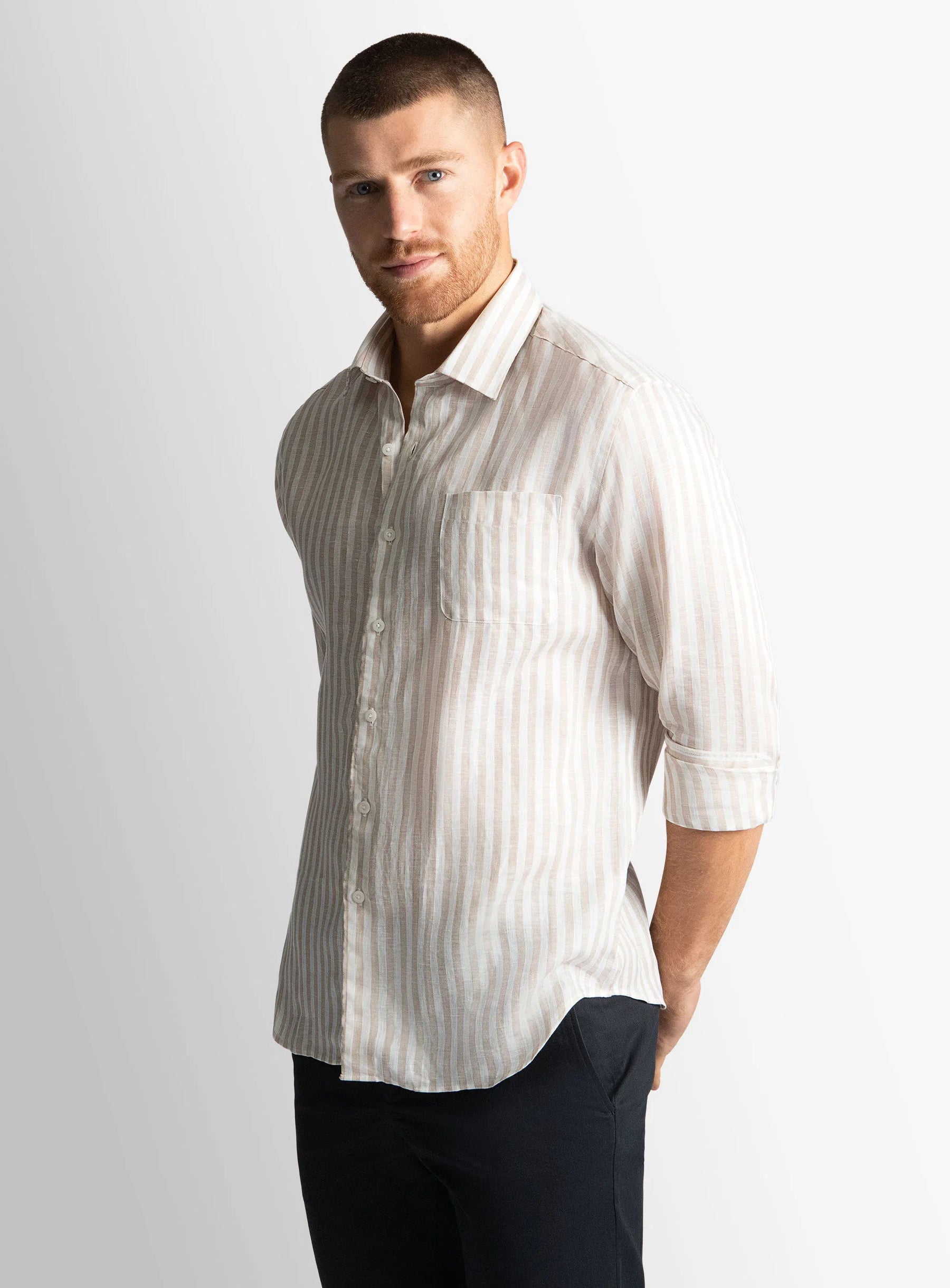 Carrara Taupe Stripe Shirt