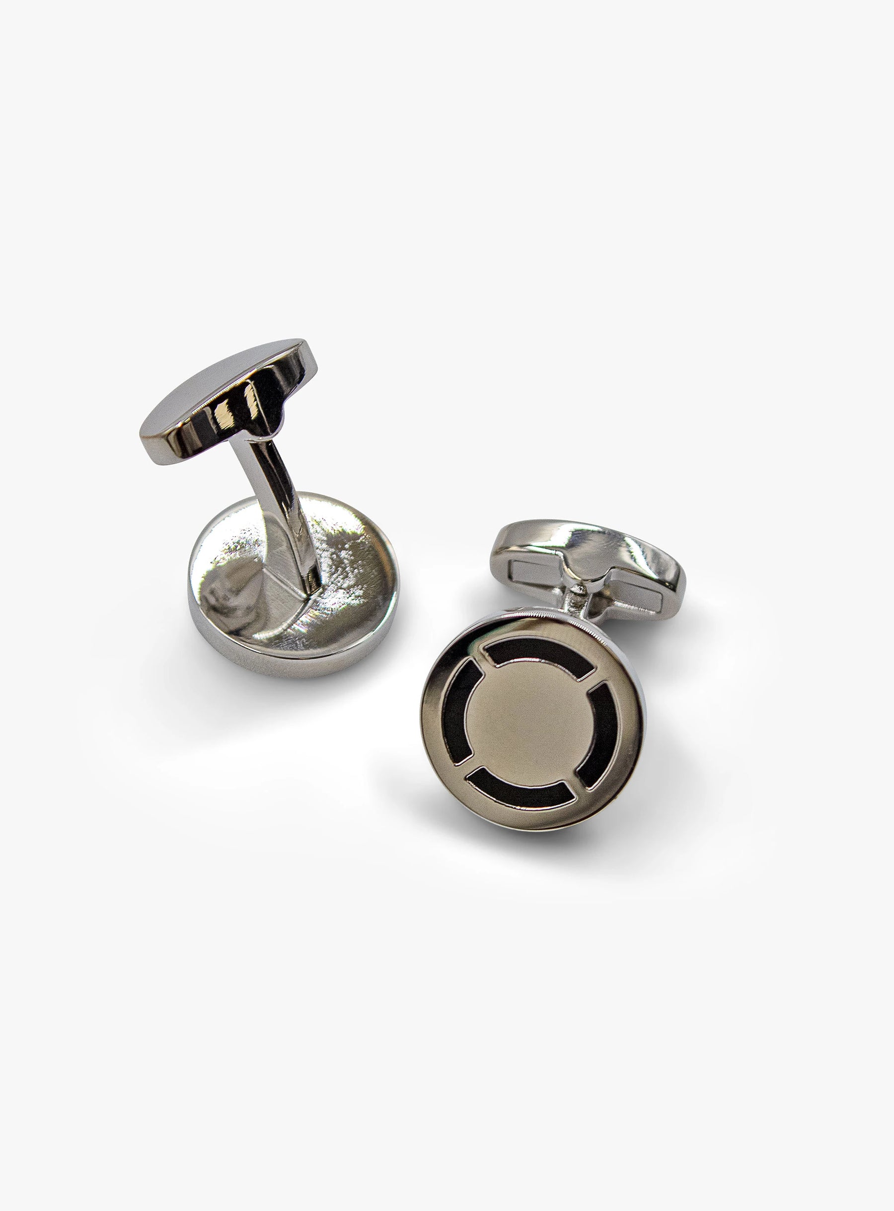 circular silver detailed cufflinks