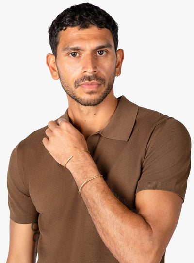 Enna Textured Short Sleeve Chocolate Polo