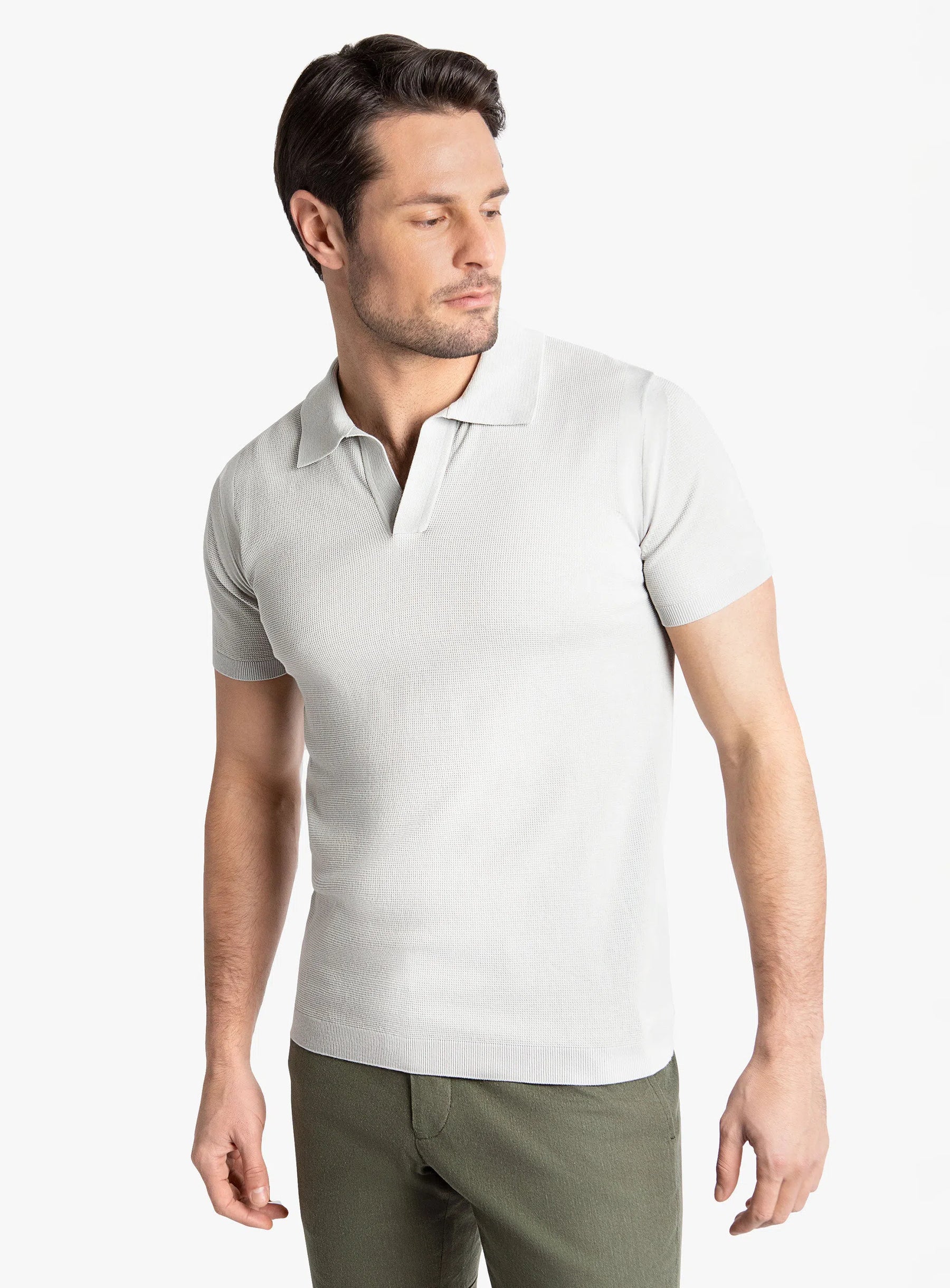 Enna Textured Short Sleeve Dove Polo