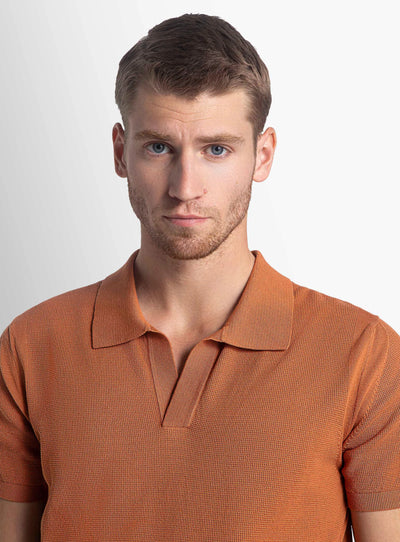 Enna Textured Short Sleeve Rust Orange Polo