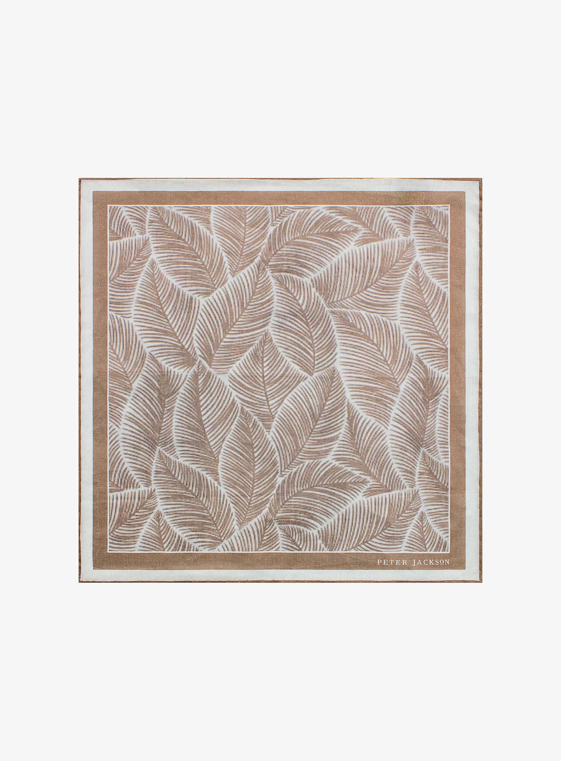 Fine Line Leaf Print Pocket Square