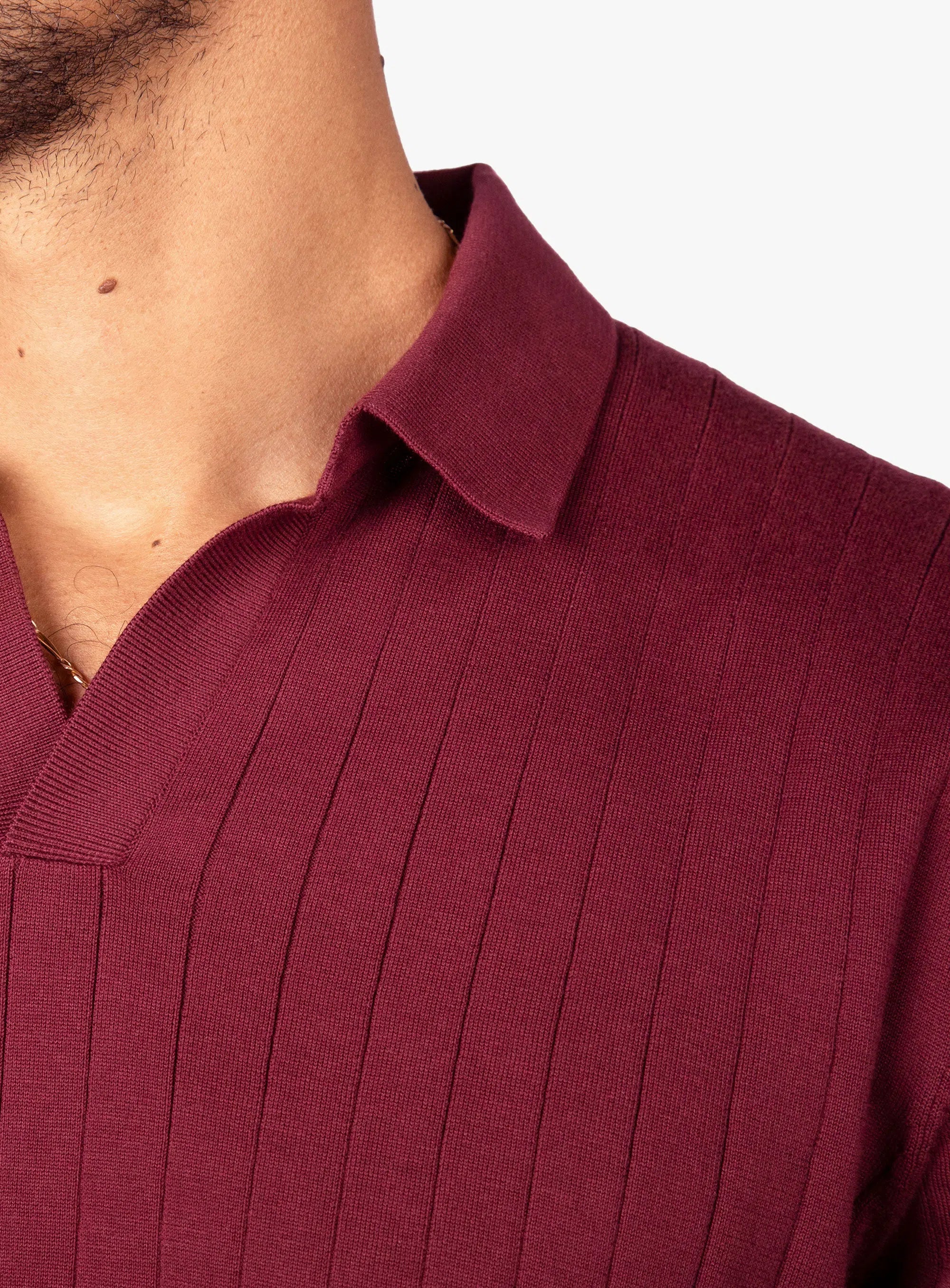 Geno Ribbed Short Sleeve Burgundy Polo