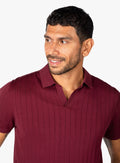 Geno Ribbed Short Sleeve Burgundy Polo