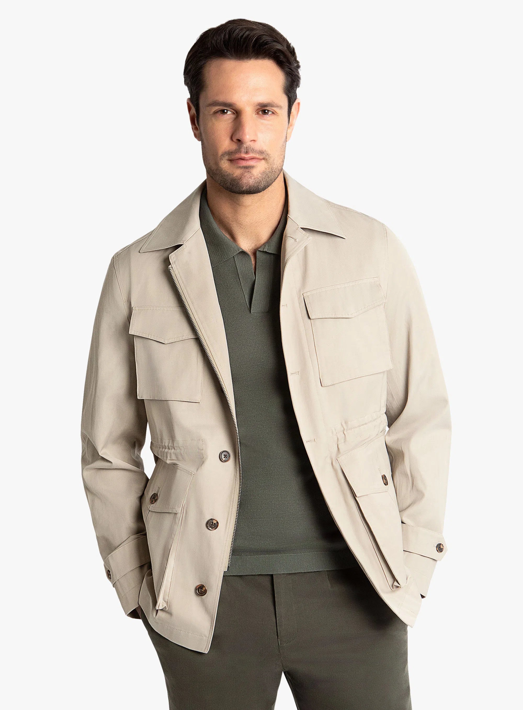 Genoa Taupe Technical Twill Field Jacket