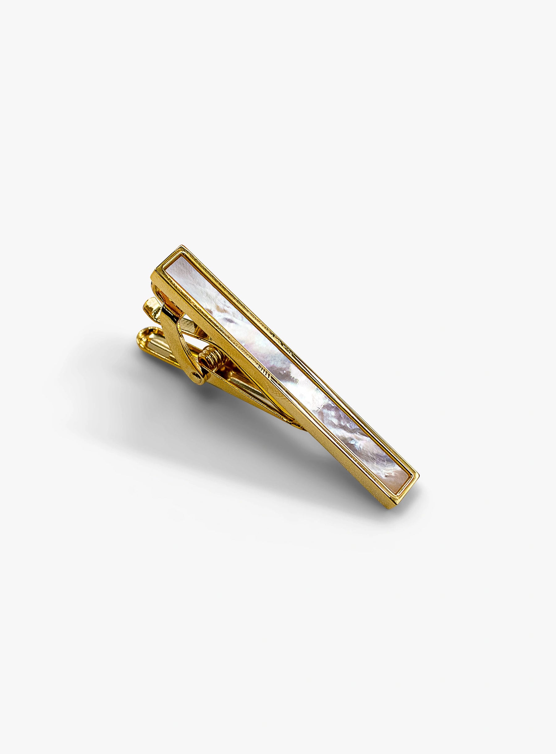 gold with mother of pearl tie bar