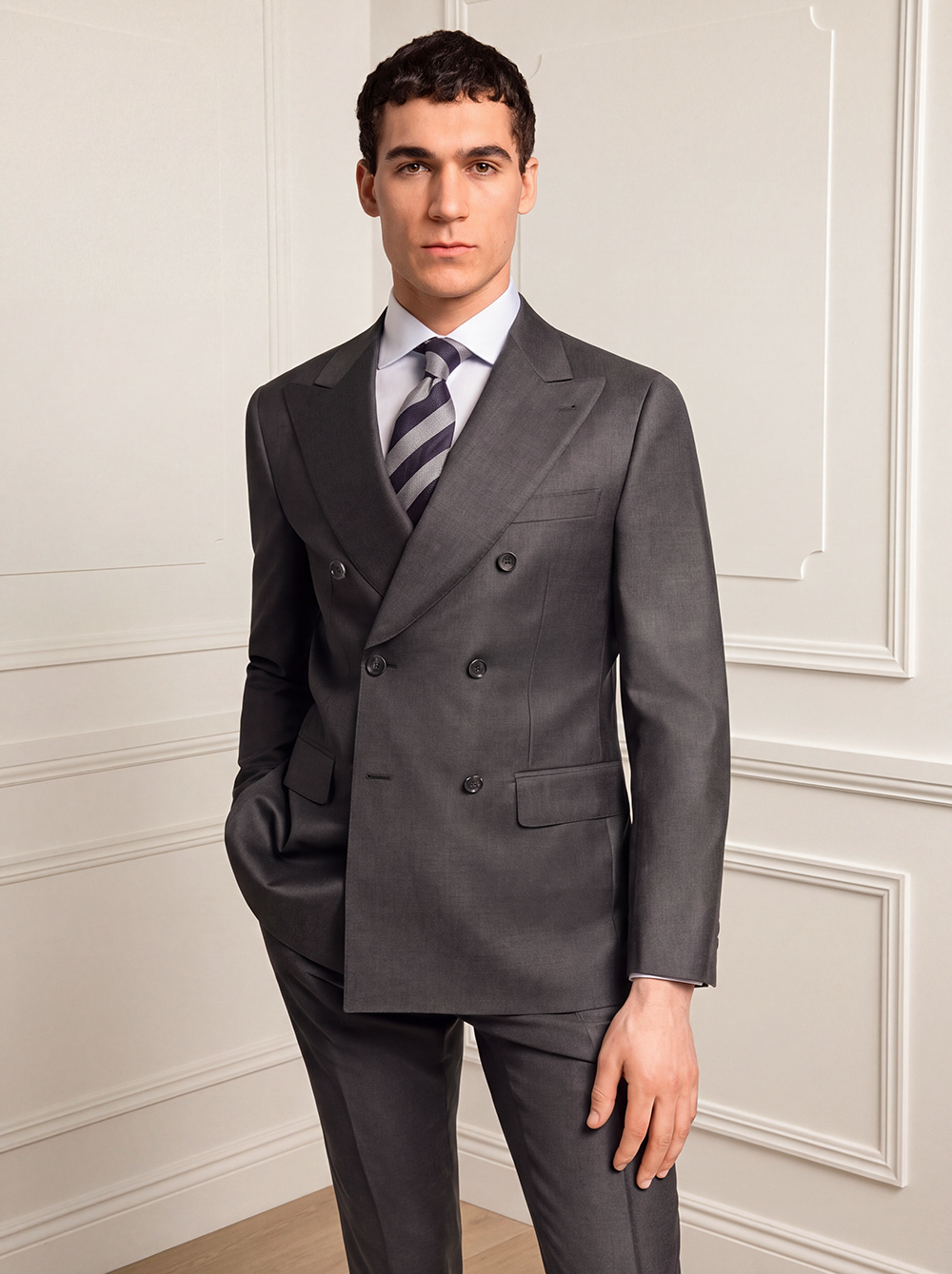 Positano Double Breasted Charcoal Suit Jacket