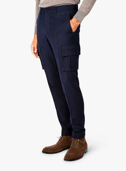 Isla Flannel Cargo Navy Trousers