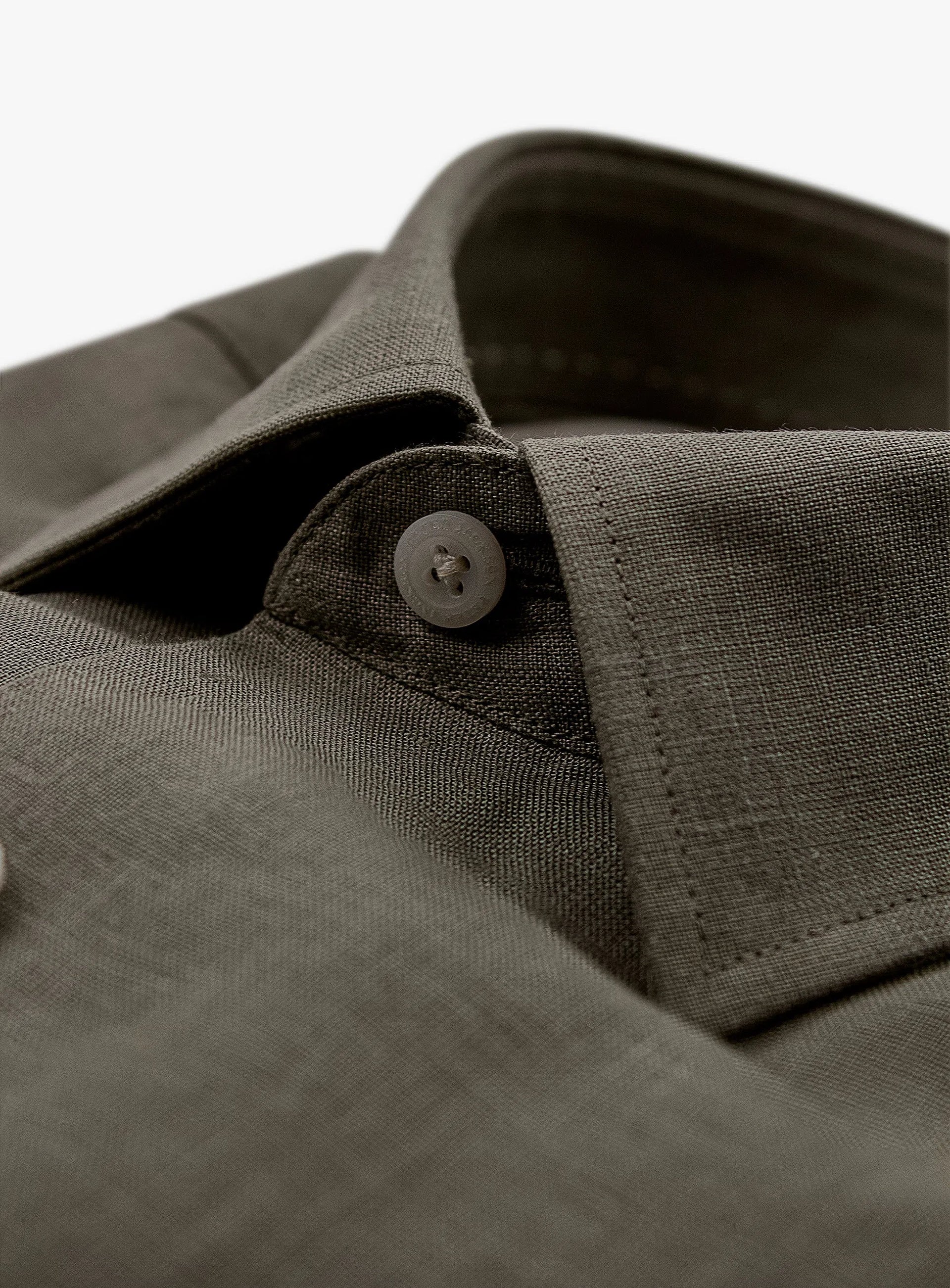 Linen Long Sleeve Khaki Shirt