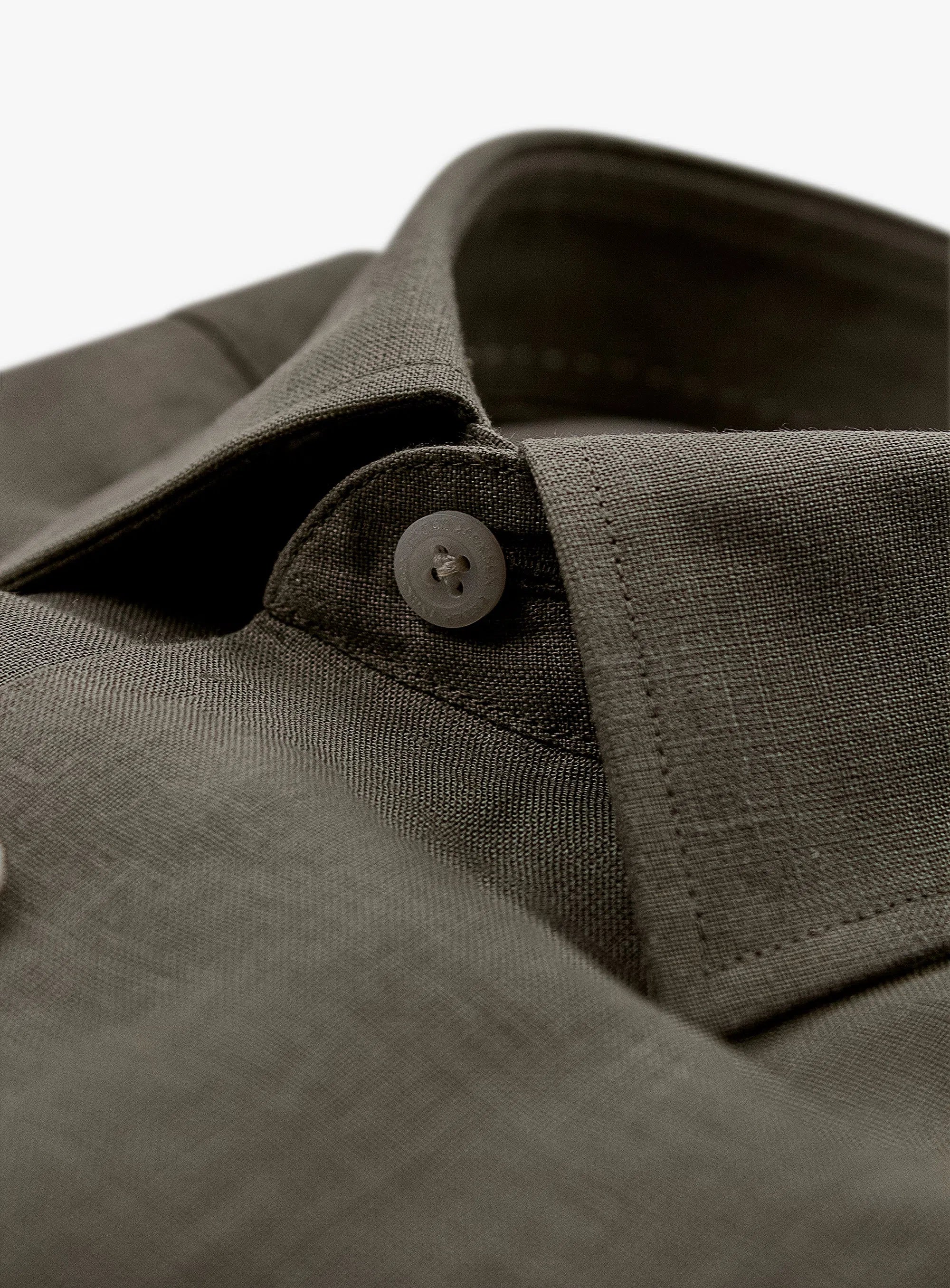 Linen Long Sleeve Khaki Shirt