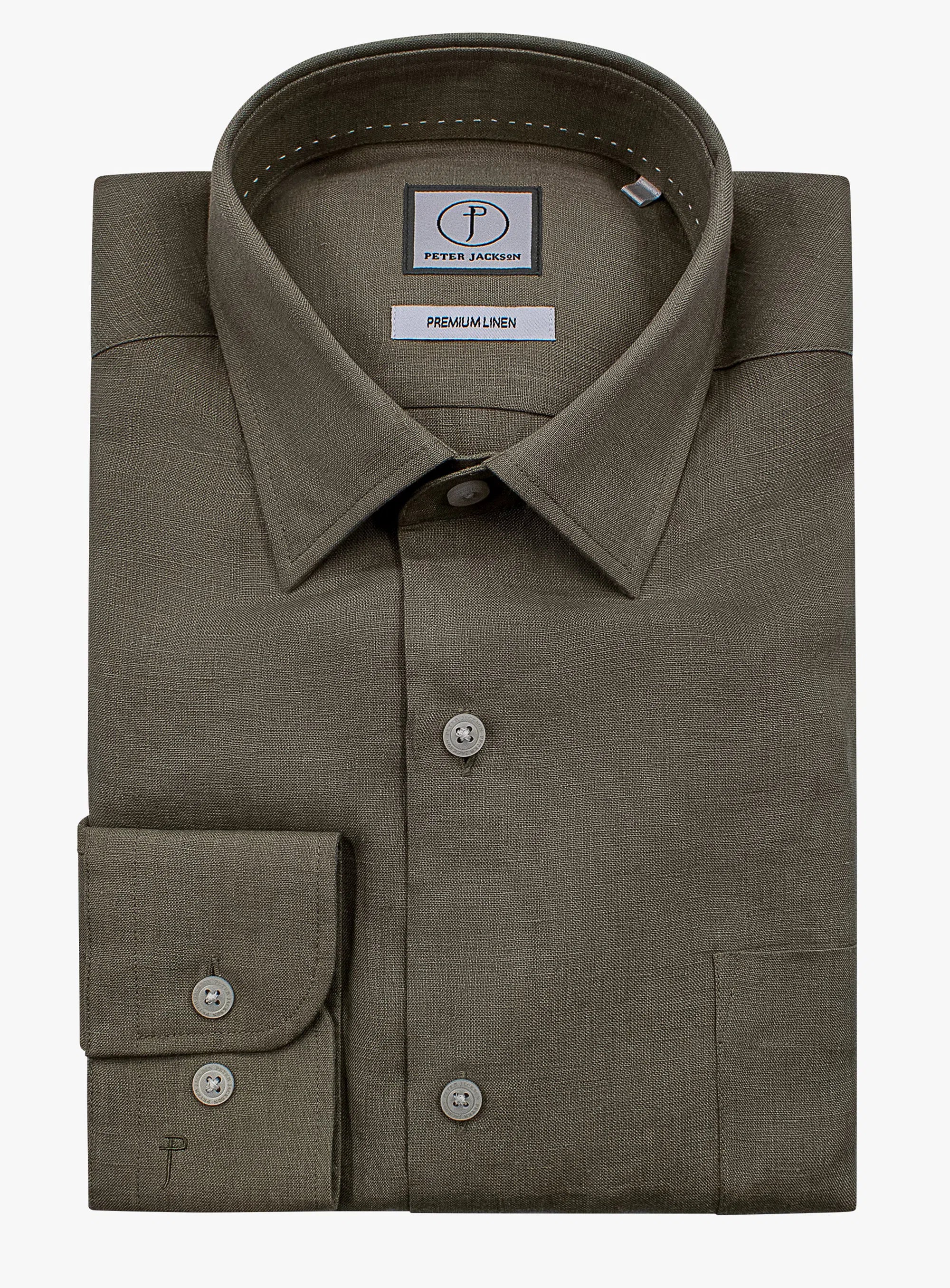 Linen Long Sleeve Khaki Shirt