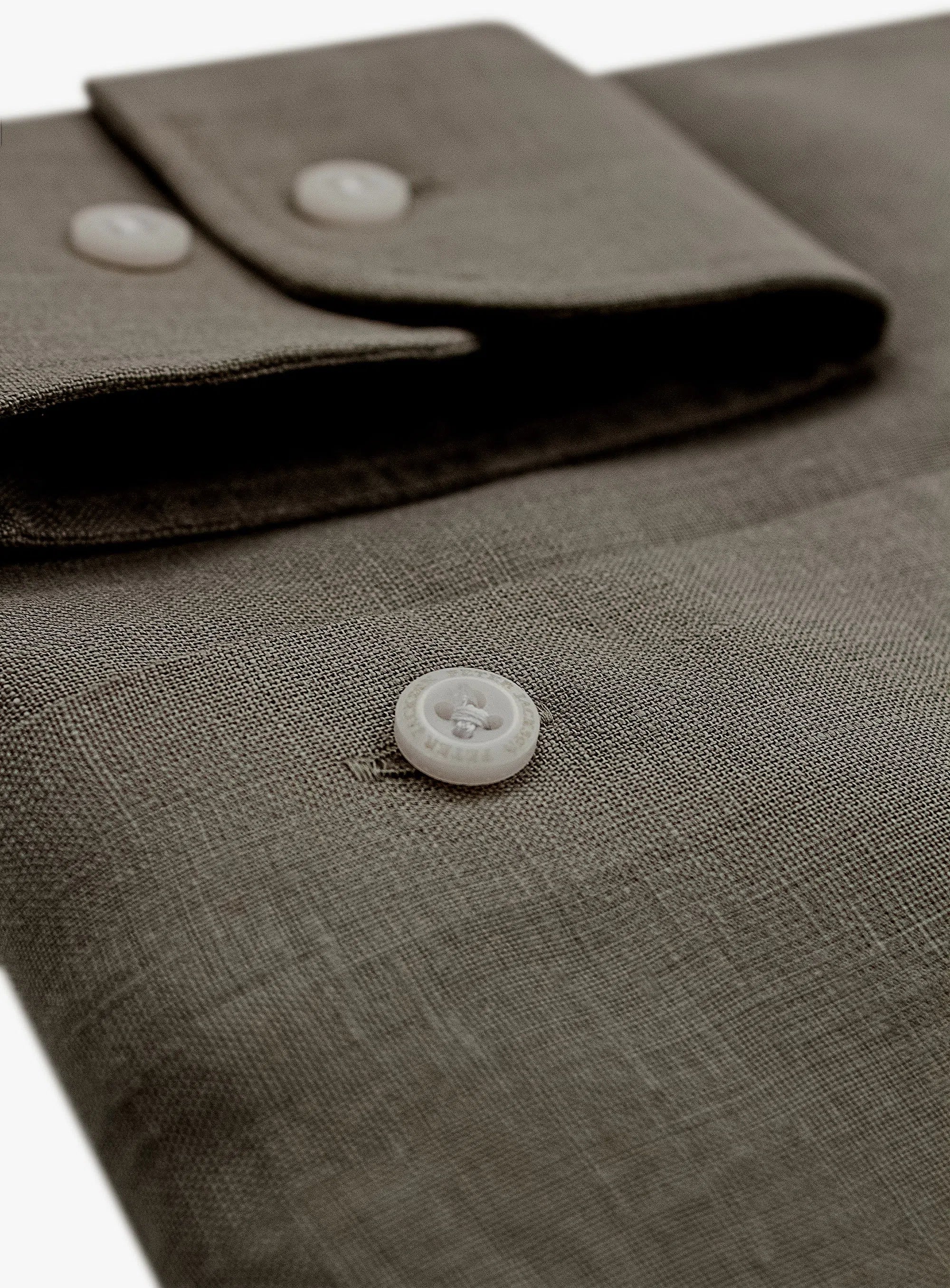 Linen Long Sleeve Khaki Shirt