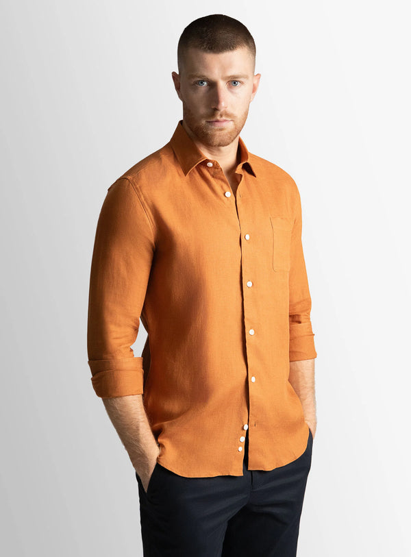 Linen Long Sleeve Orange Shirt