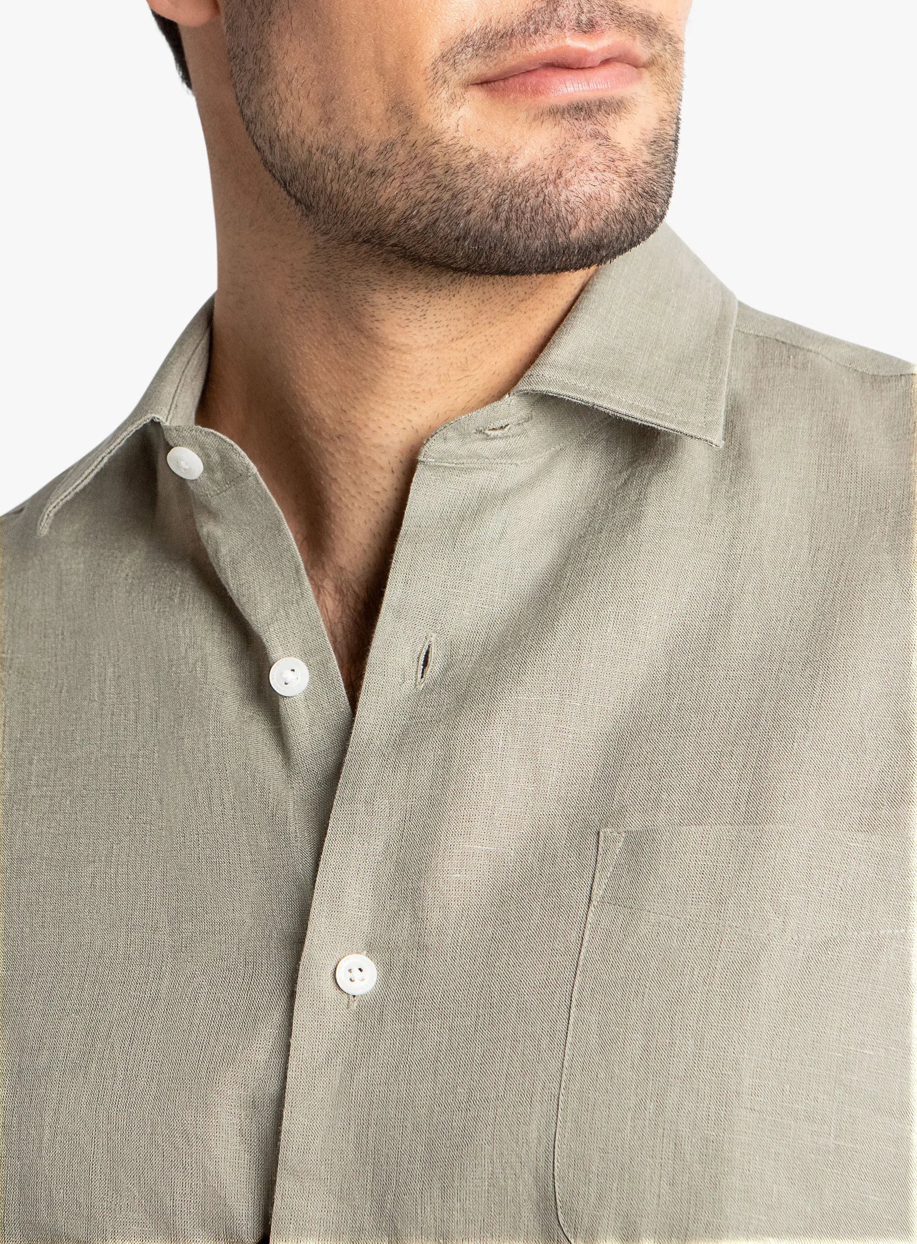 Linen Long Sleeve Sage Shirt
