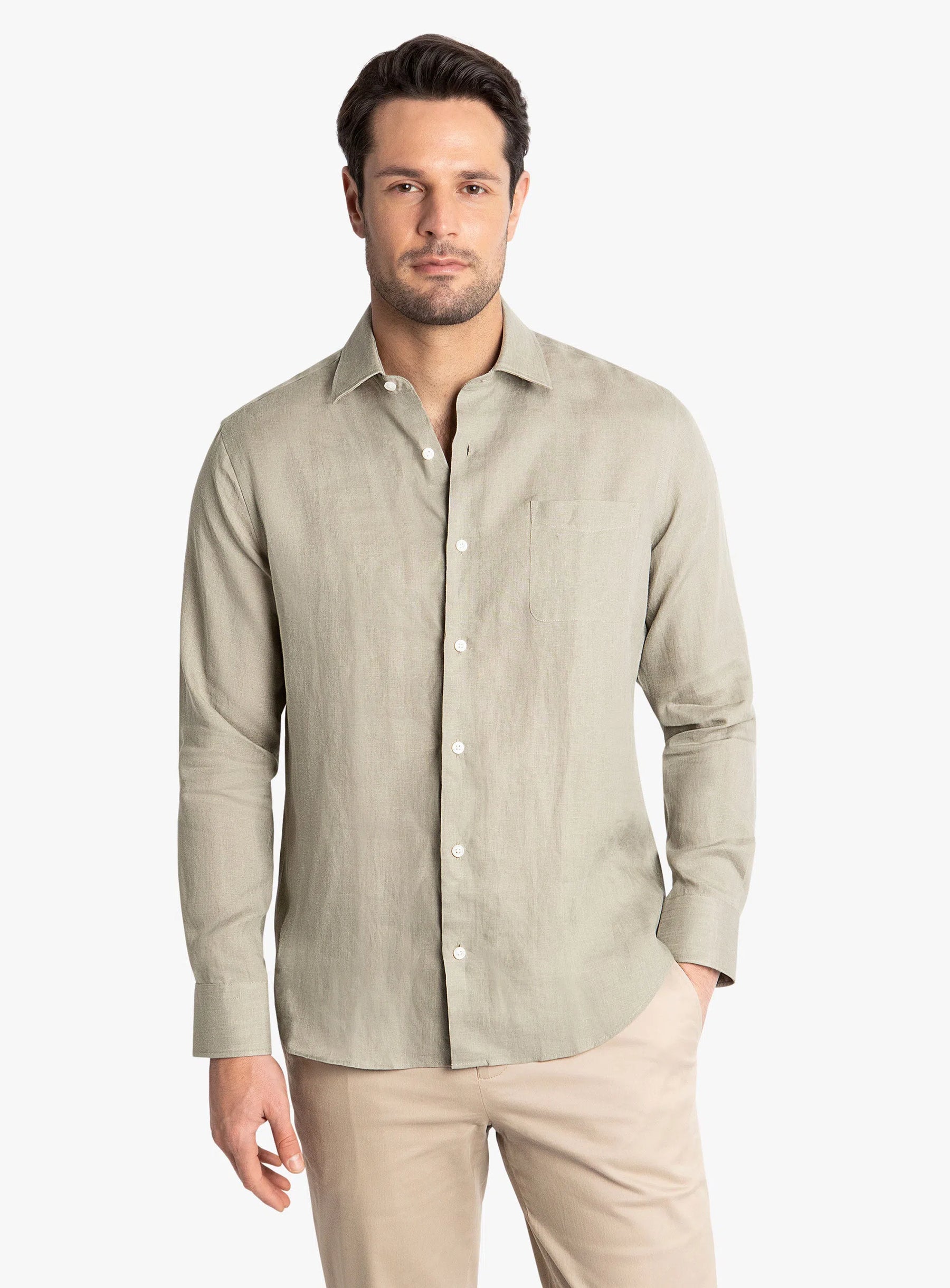 Linen Long Sleeve Sage Shirt