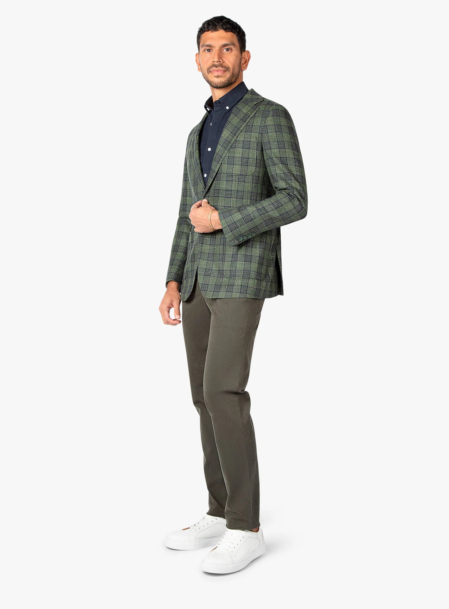 Liuzzo Green Linen Plaid Jacket