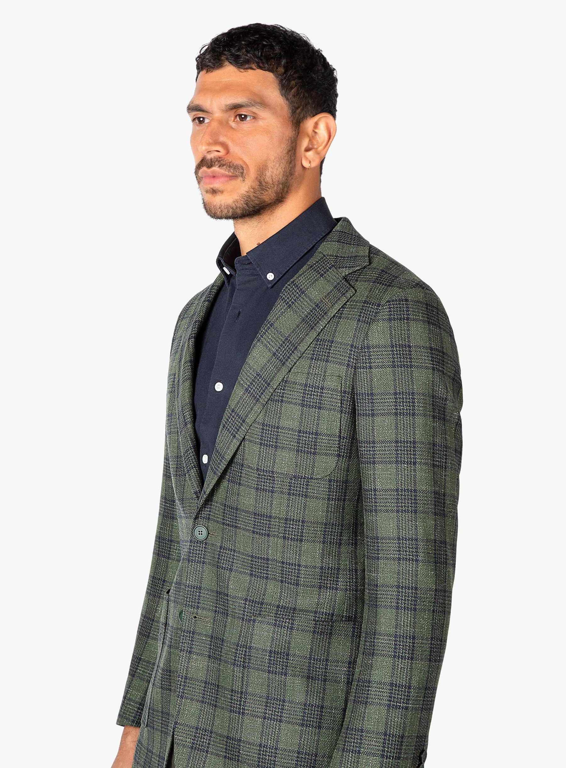 Liuzzo Green Linen Plaid Jacket