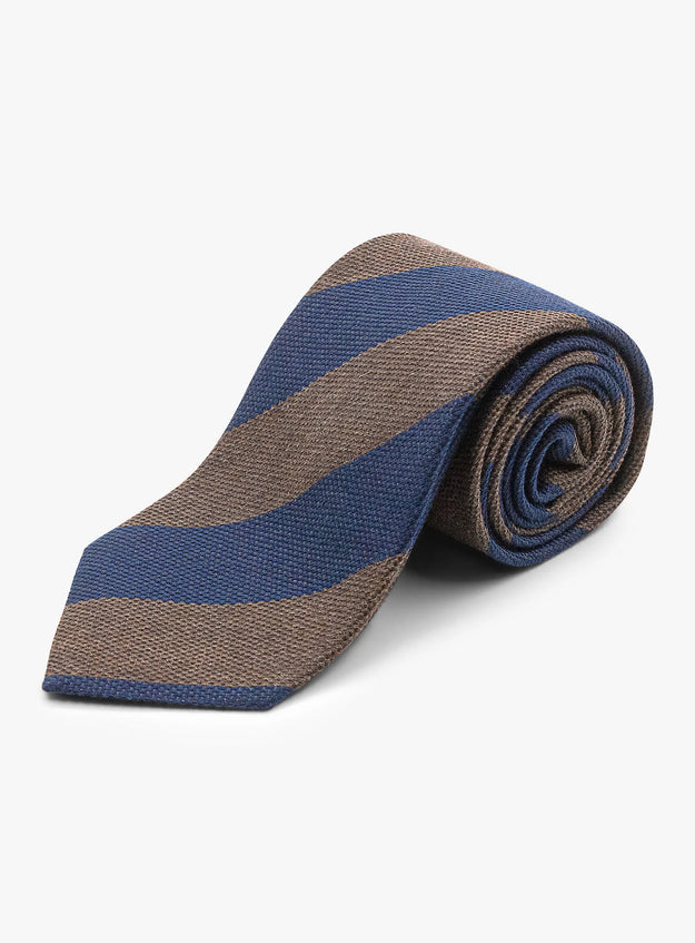 Luxury Italian Striped Tie: Brown and Navy Elegance