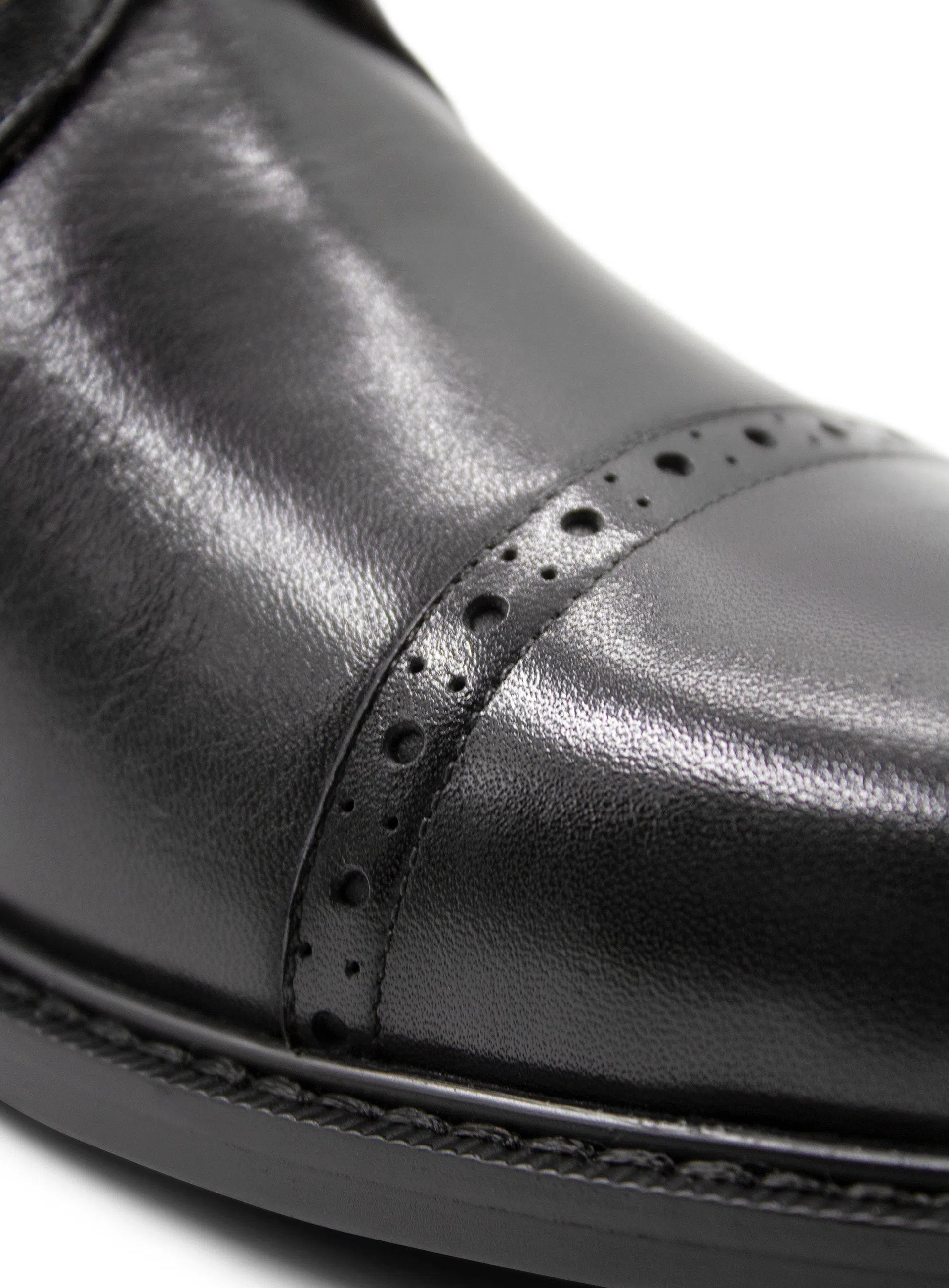 Massimo Black Semi-Brogue Boot
