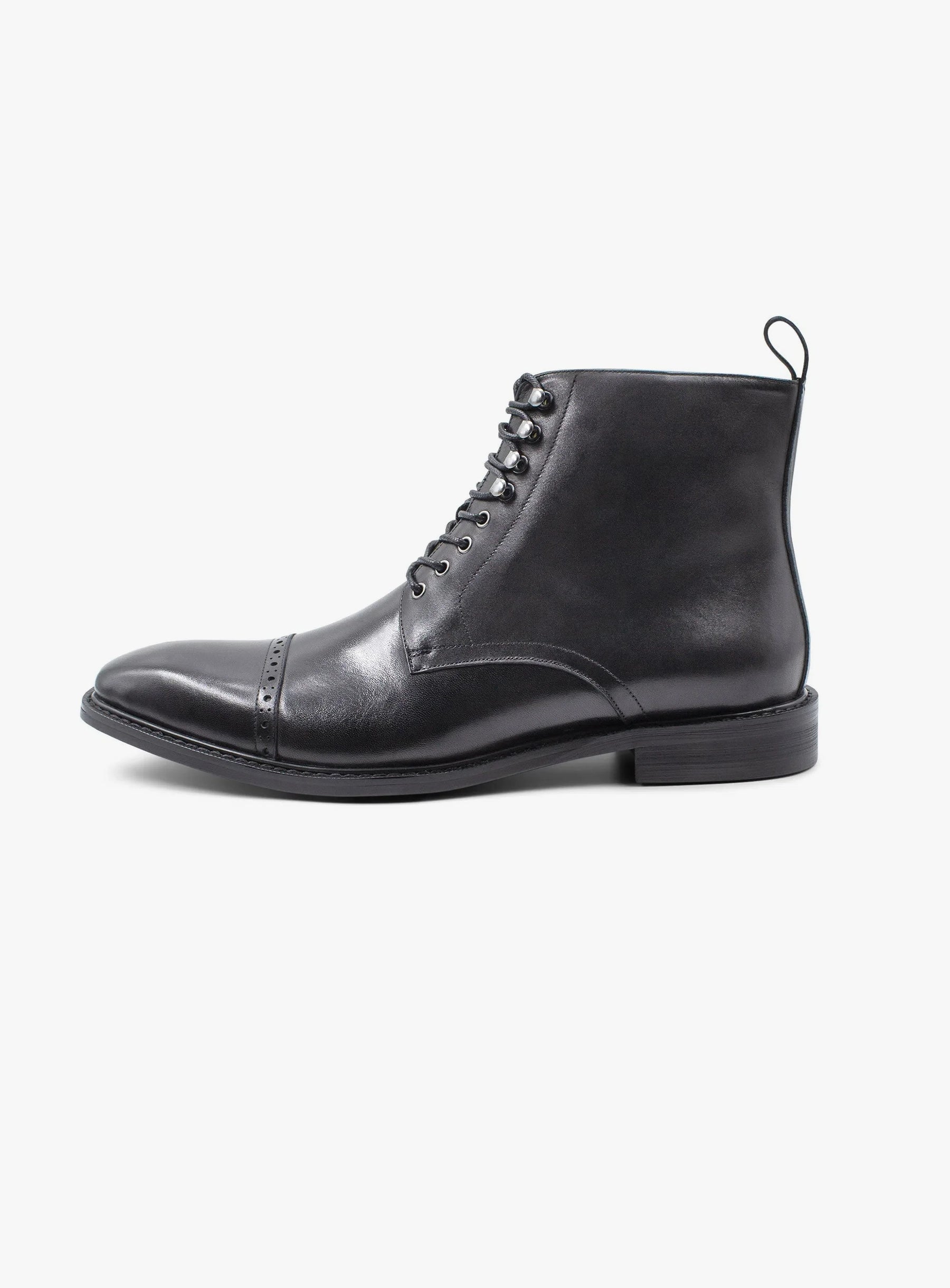 Massimo Black Semi-Brogue Boot