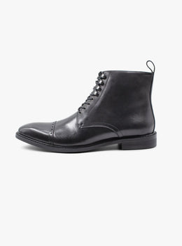 Massimo Semi-Brogue Black Boot