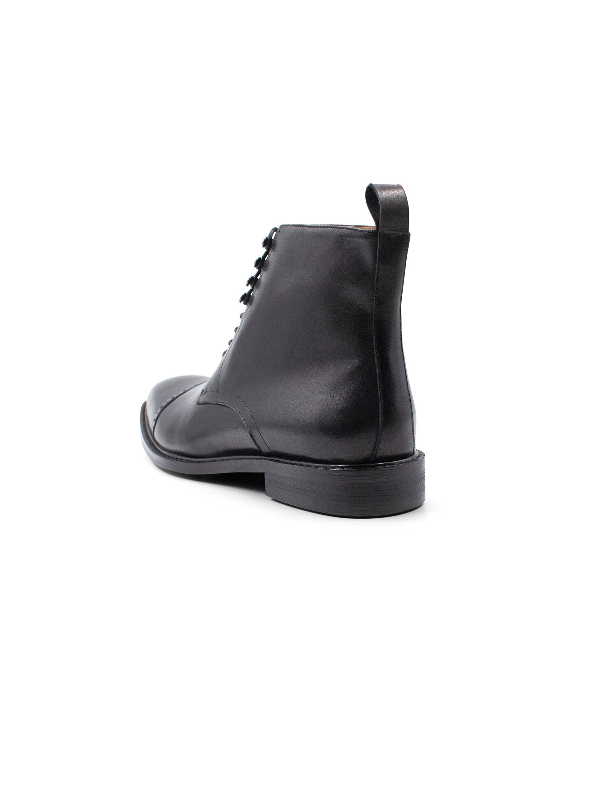 Massimo Black Semi-Brogue Boot