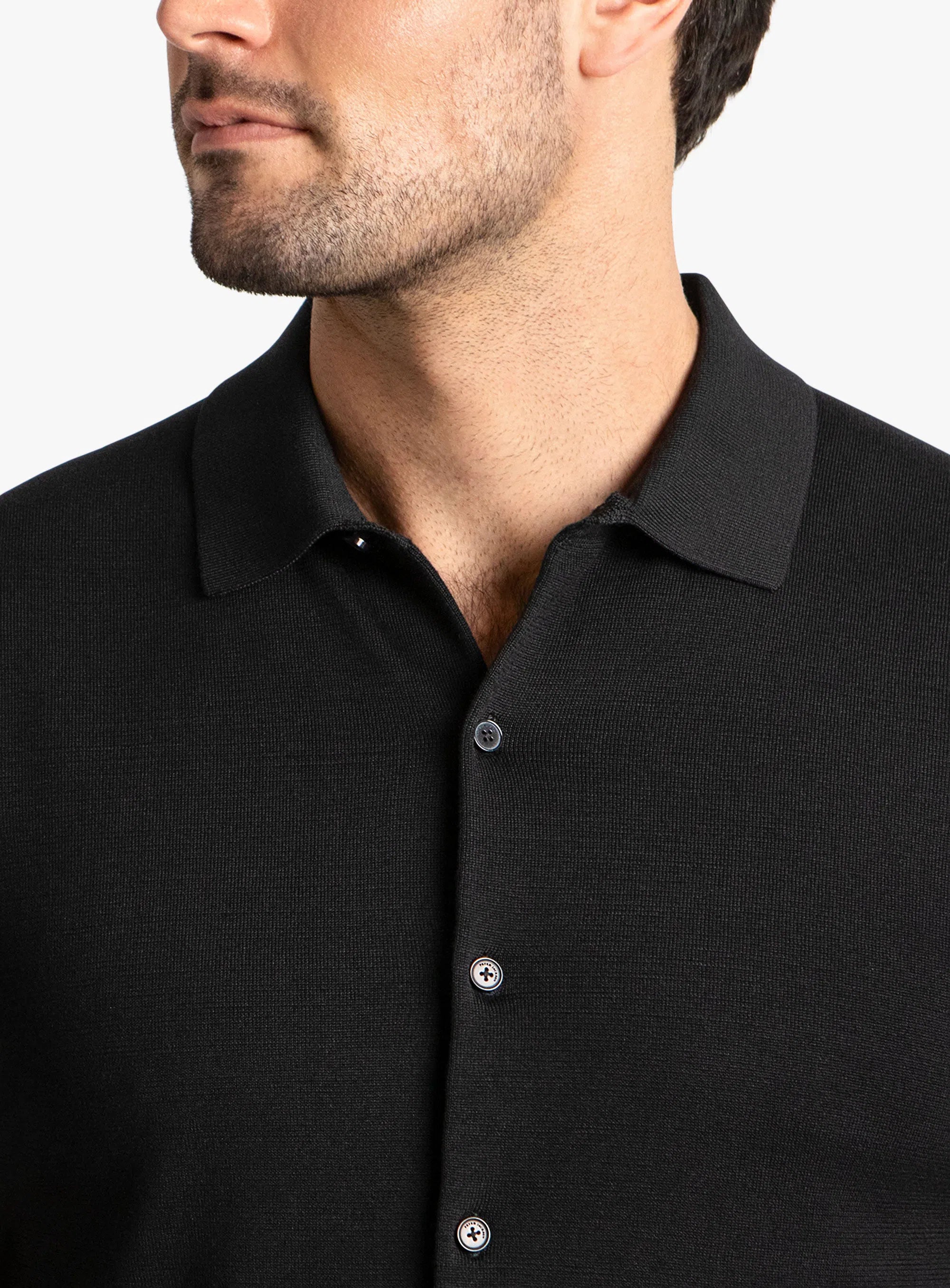 Melfi Button Down Short Sleeve Black Polo