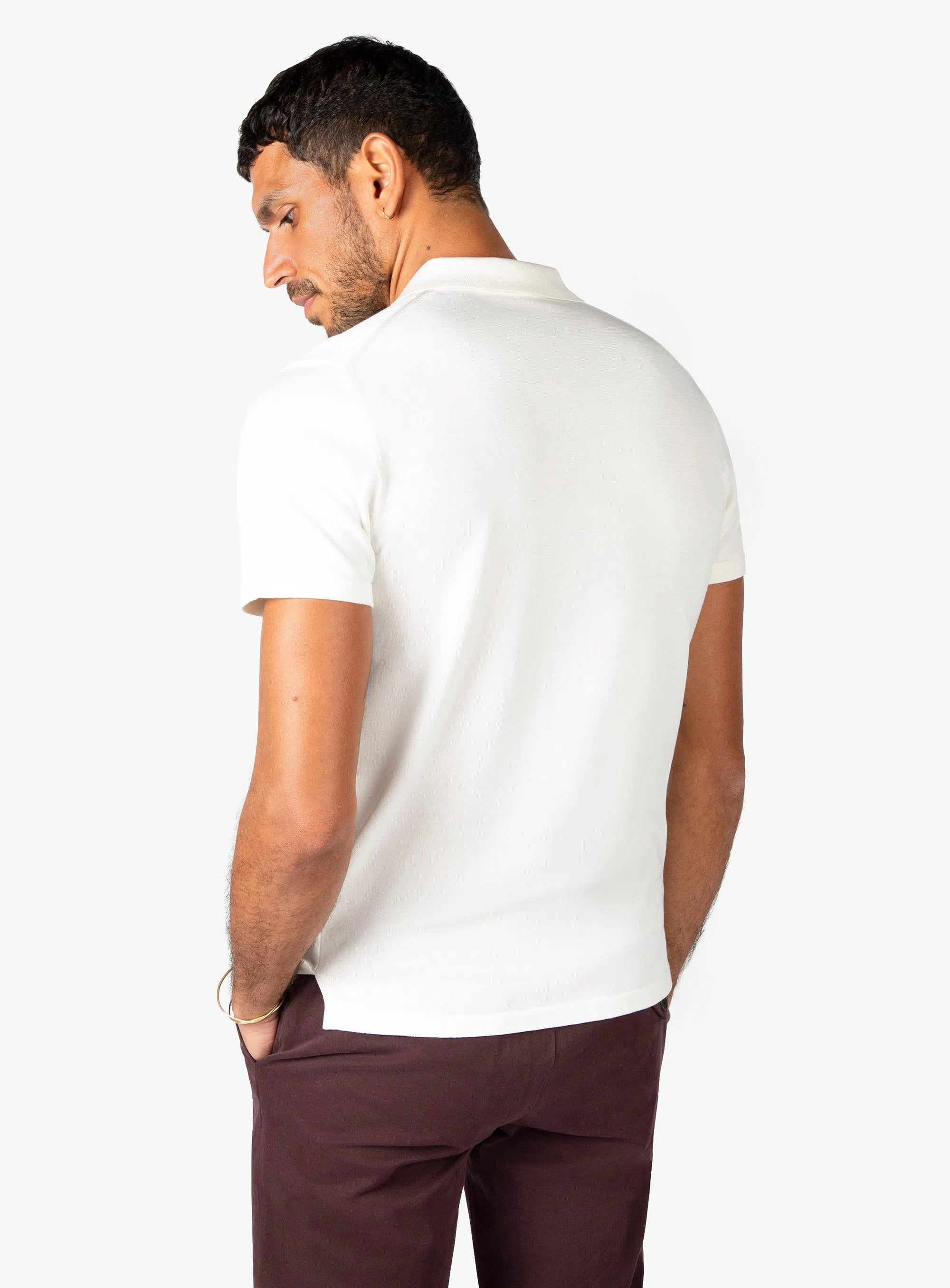 Melfi Button Down Short Sleeve Off-White Polo