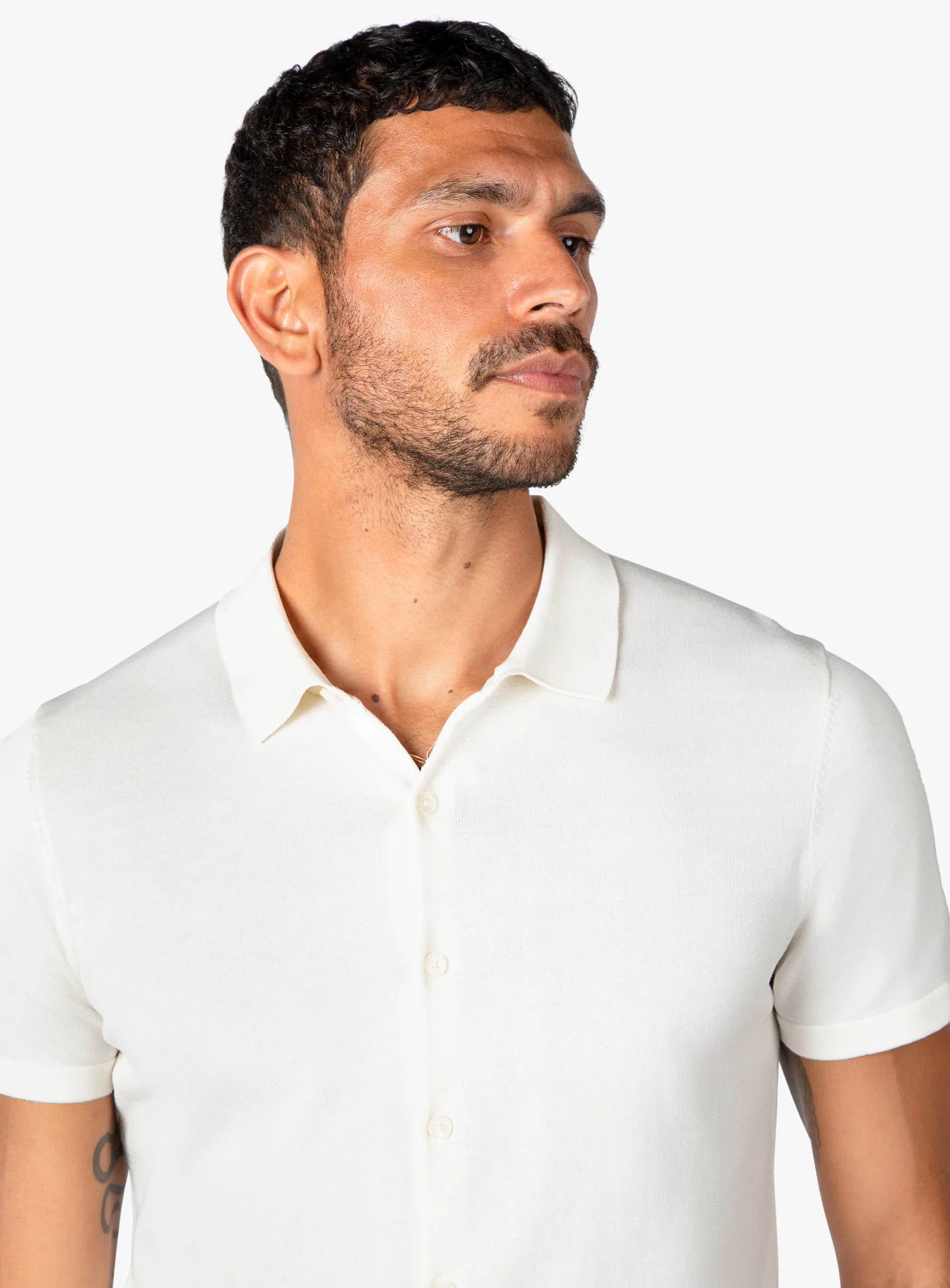 Melfi Button Down Short Sleeve Off-White Polo