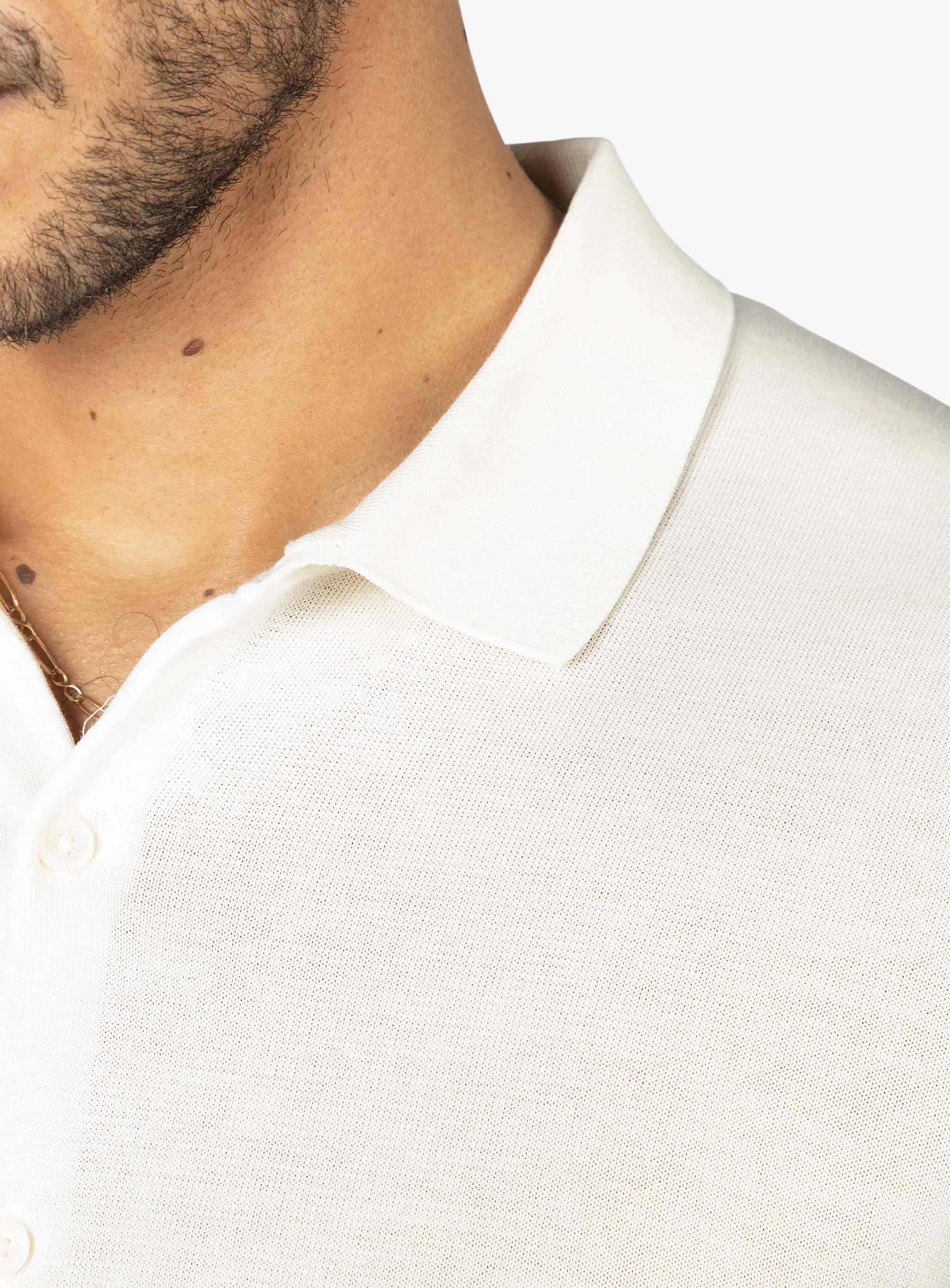 Melfi Button Down Short Sleeve Off-White Polo