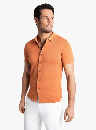 Melfi Button Down Short Sleeve Rust Polo