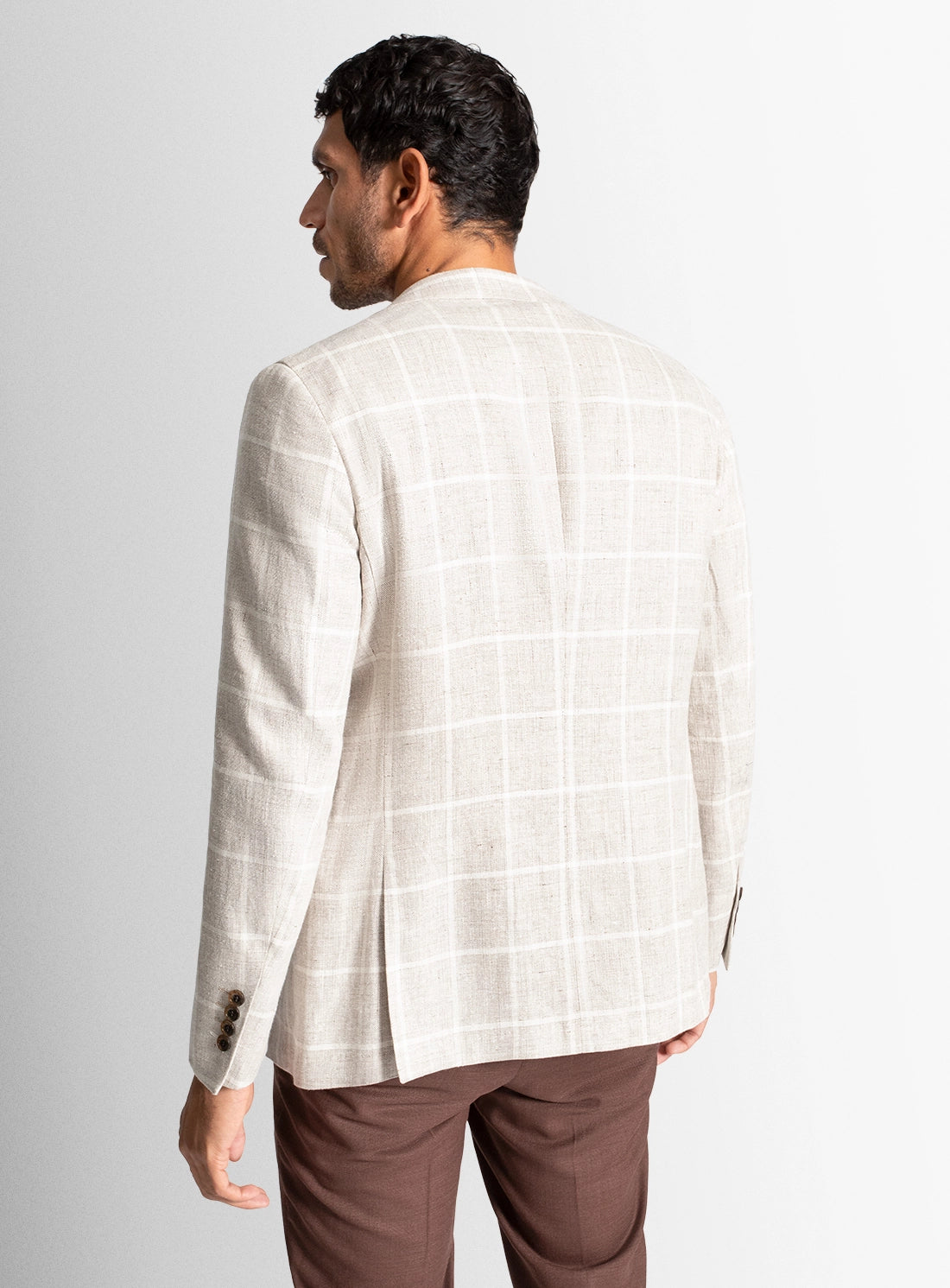 Men blazer beige wool