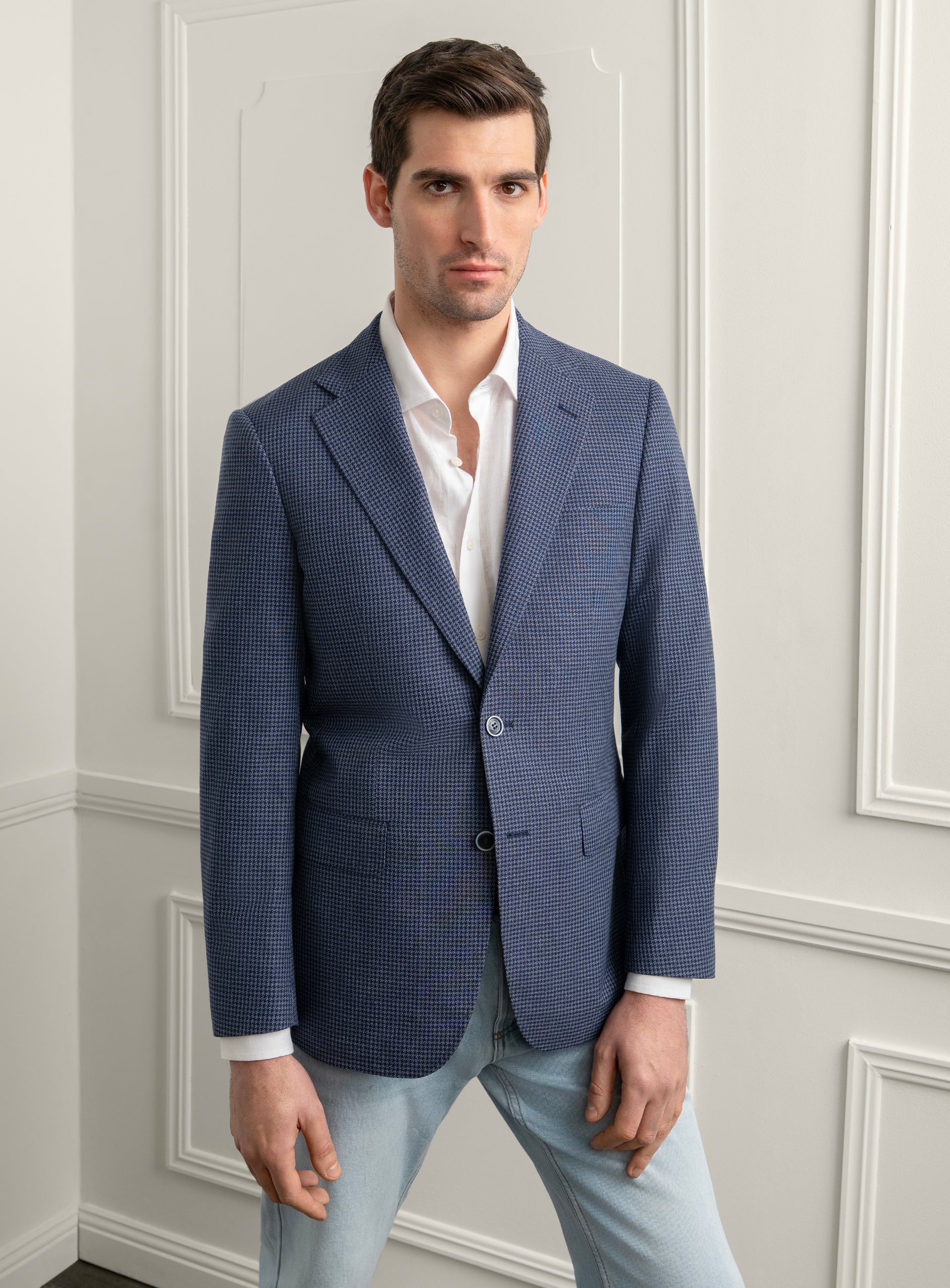 Vitale Houndstooth Indigo Blue Sport Jacket
