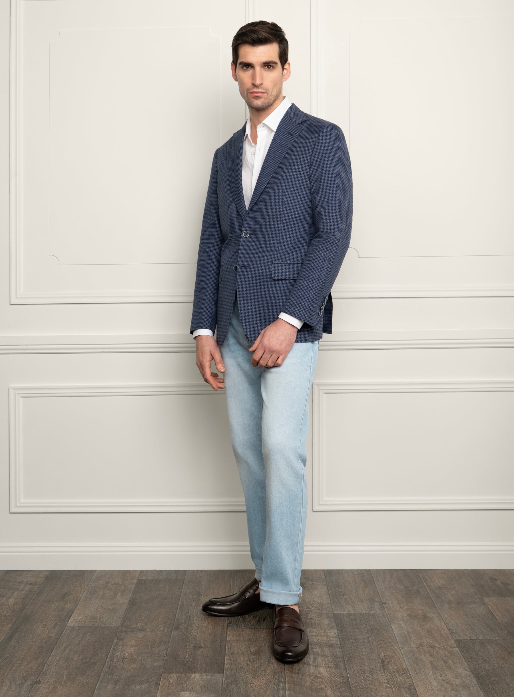 Vitale Houndstooth Indigo Blue Sport Jacket