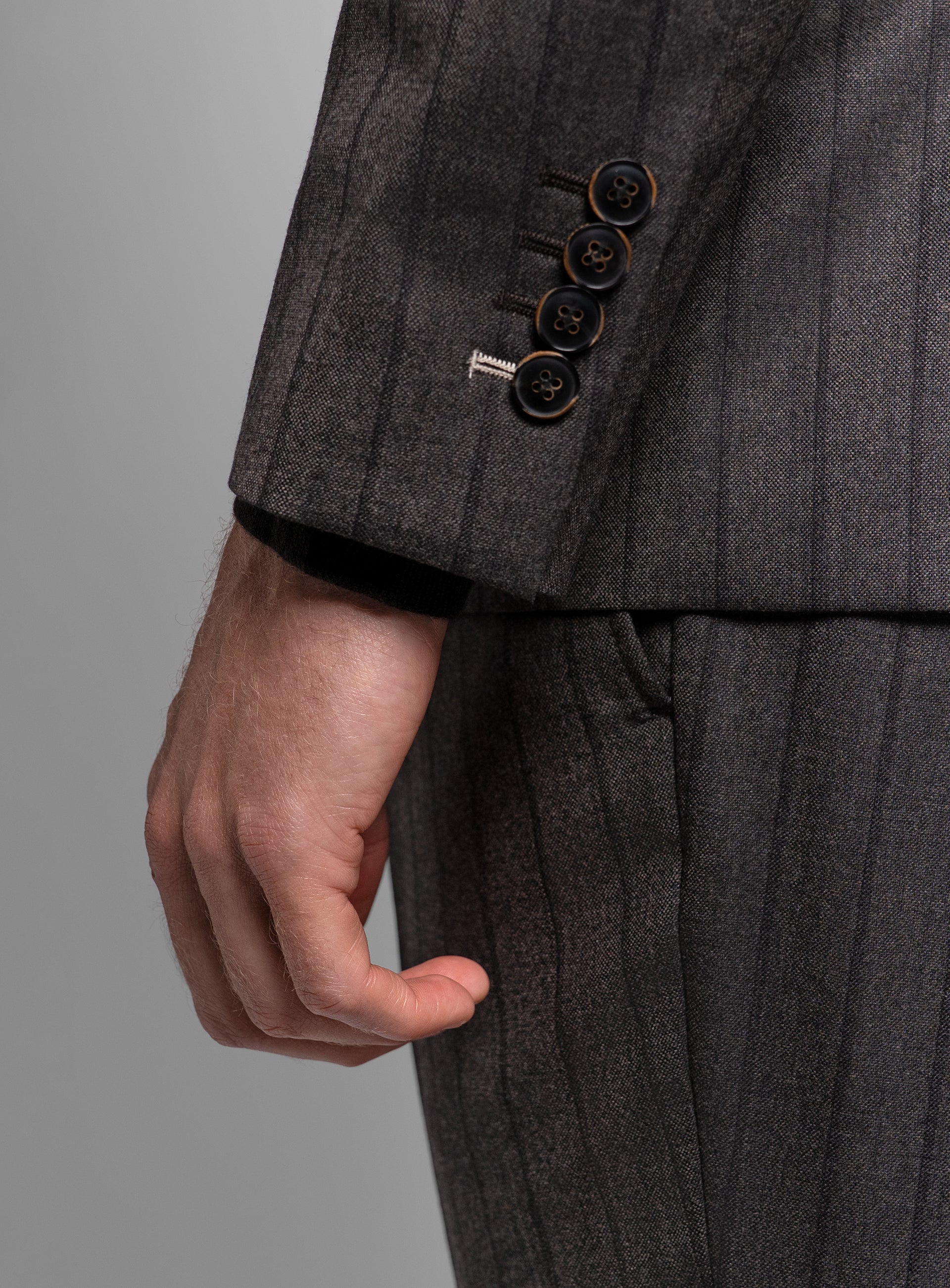 The sleeves on the Baroncelli Striped Brown Sport Jacket
