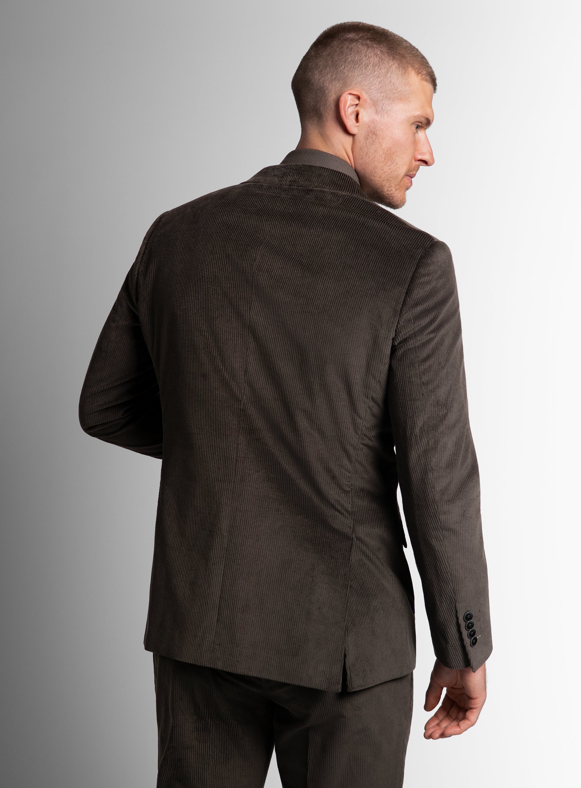 The back of the Vitale Corduroy Olive Green Sport Jacket
