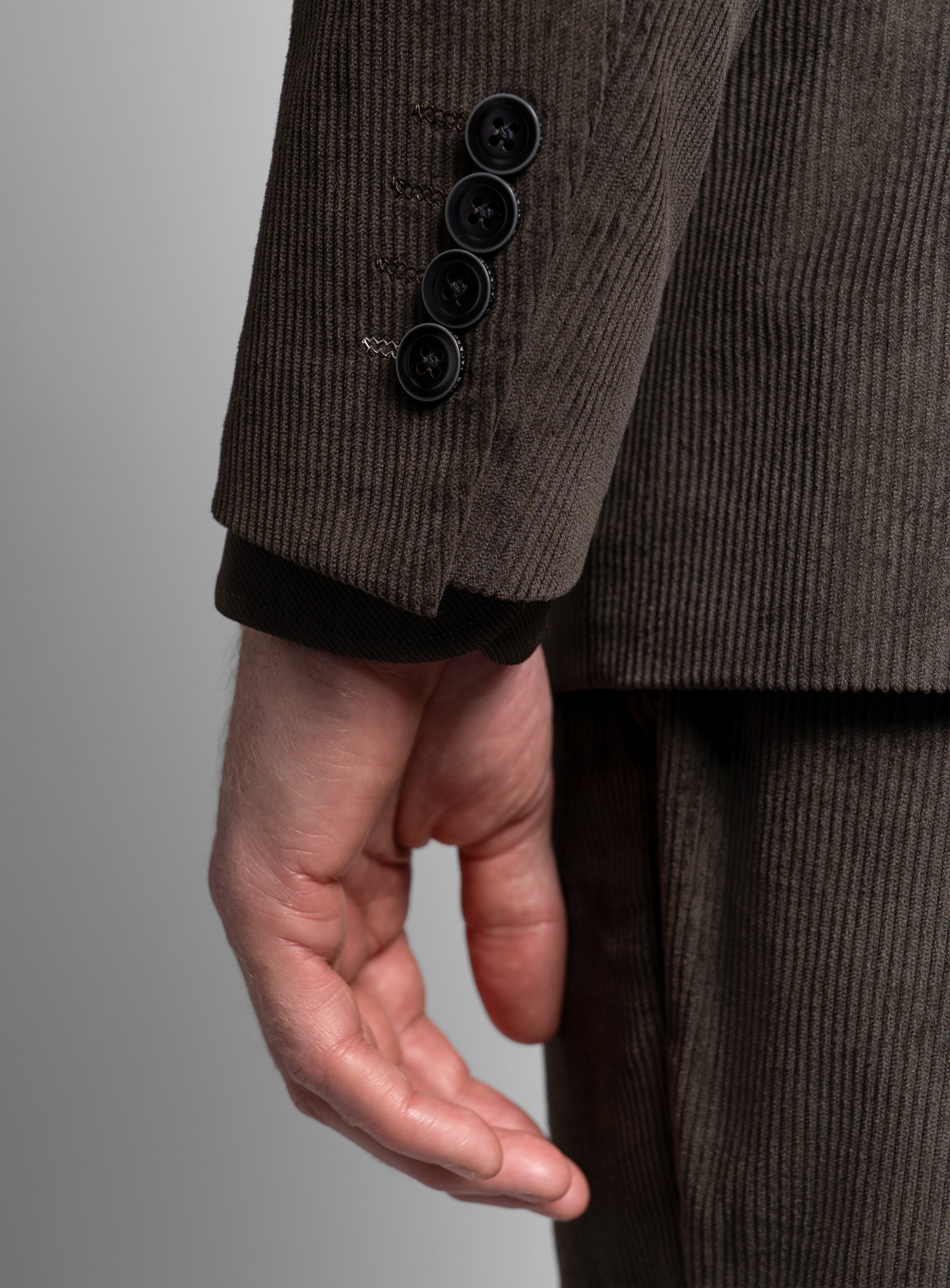 The sleeves on the Vitale Corduroy Olive Green Sport Jacket