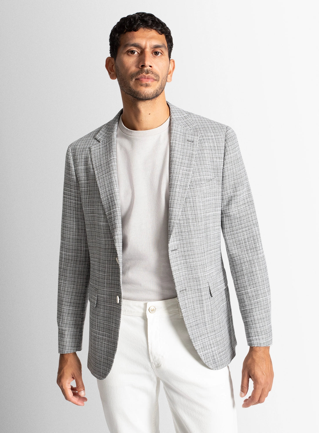 Men blazer grey wool