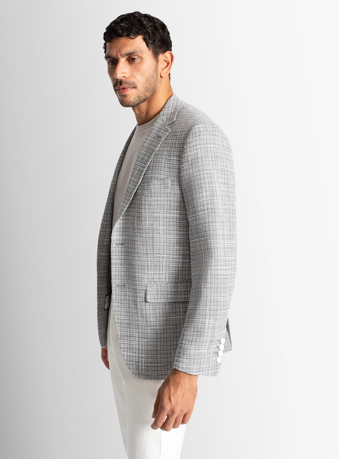 Men blazer grey wool