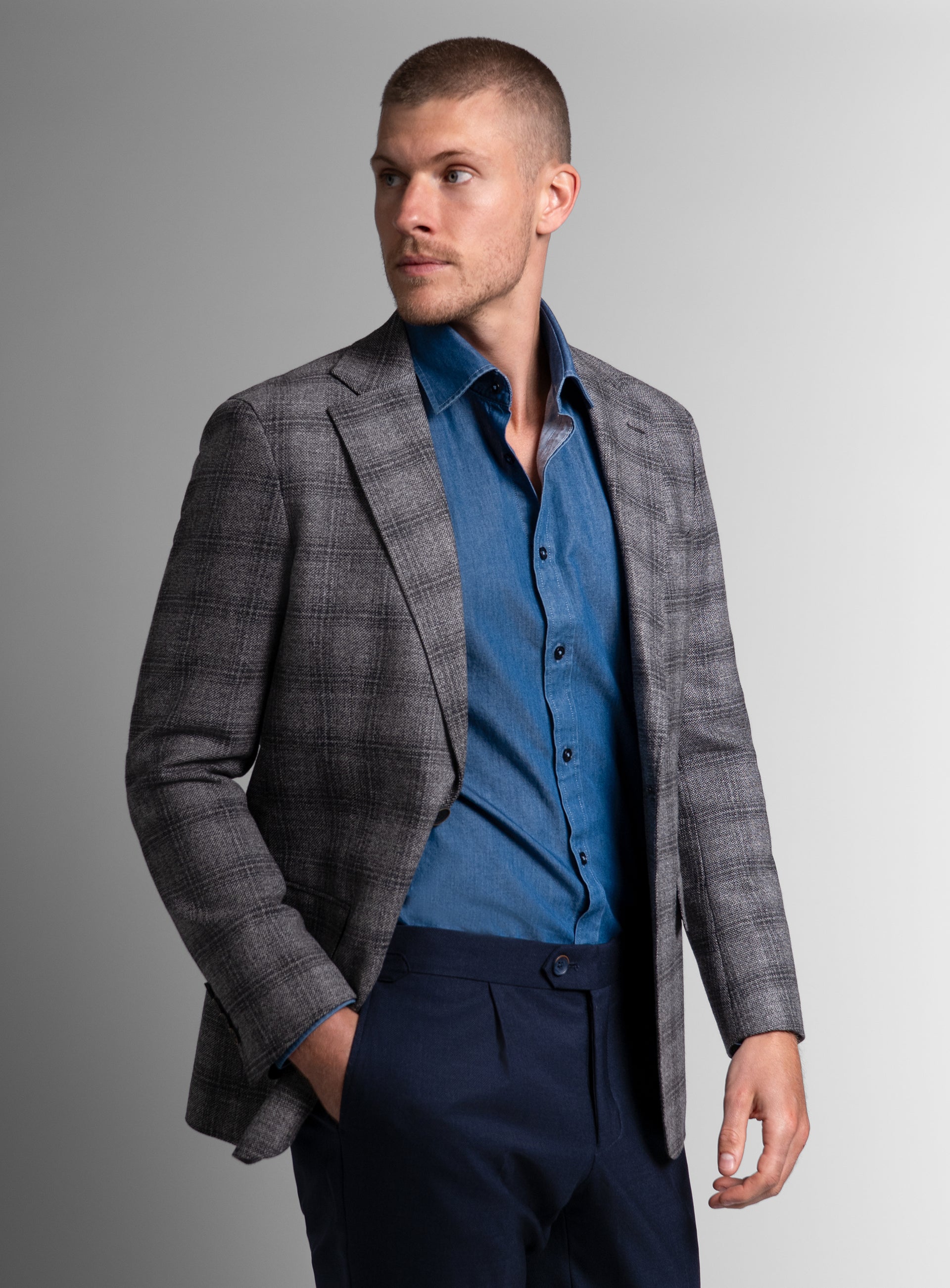 The Vitale Barleycorn Plaid Grey Sport Jacket